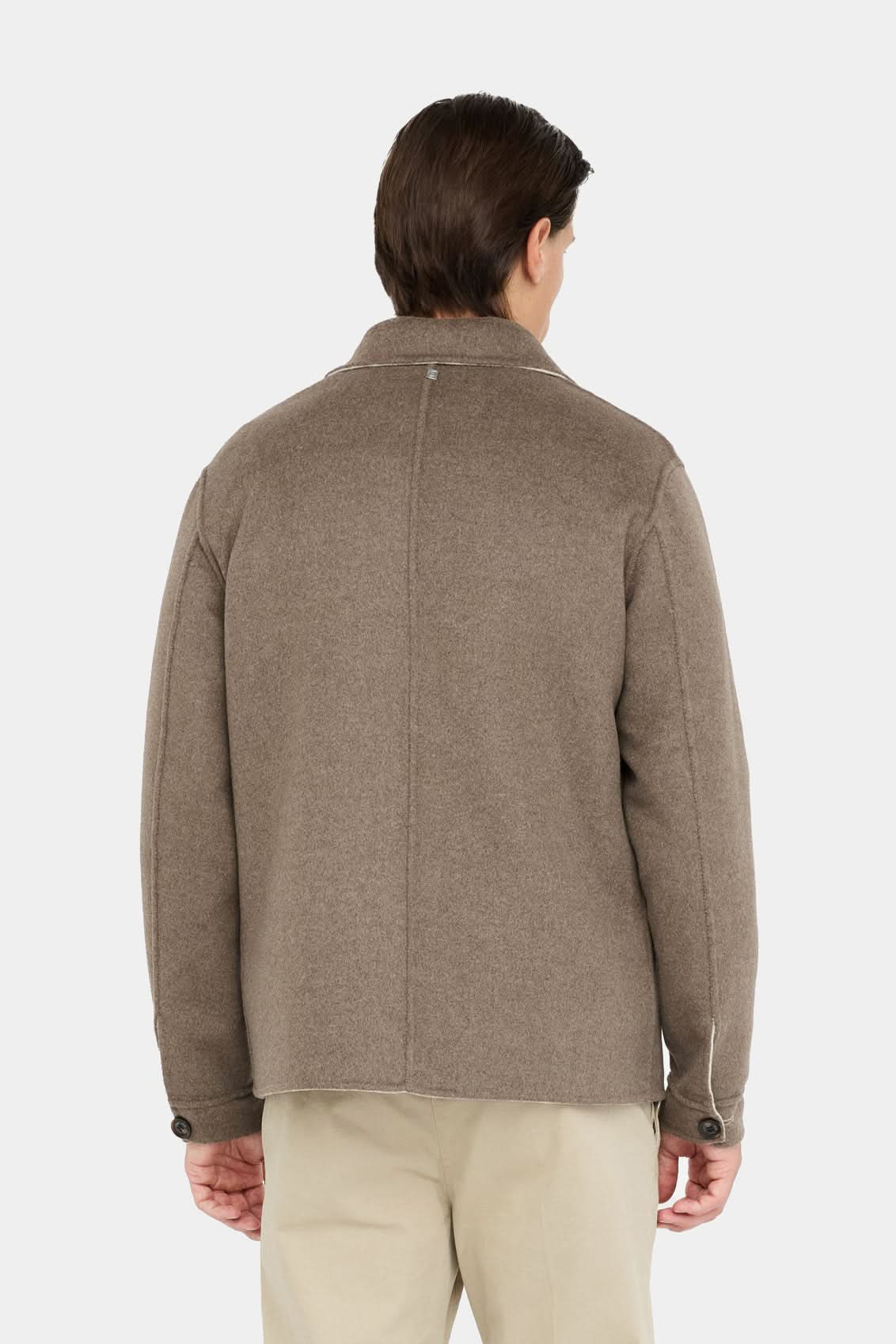 Cream and brown reversible wool jacket