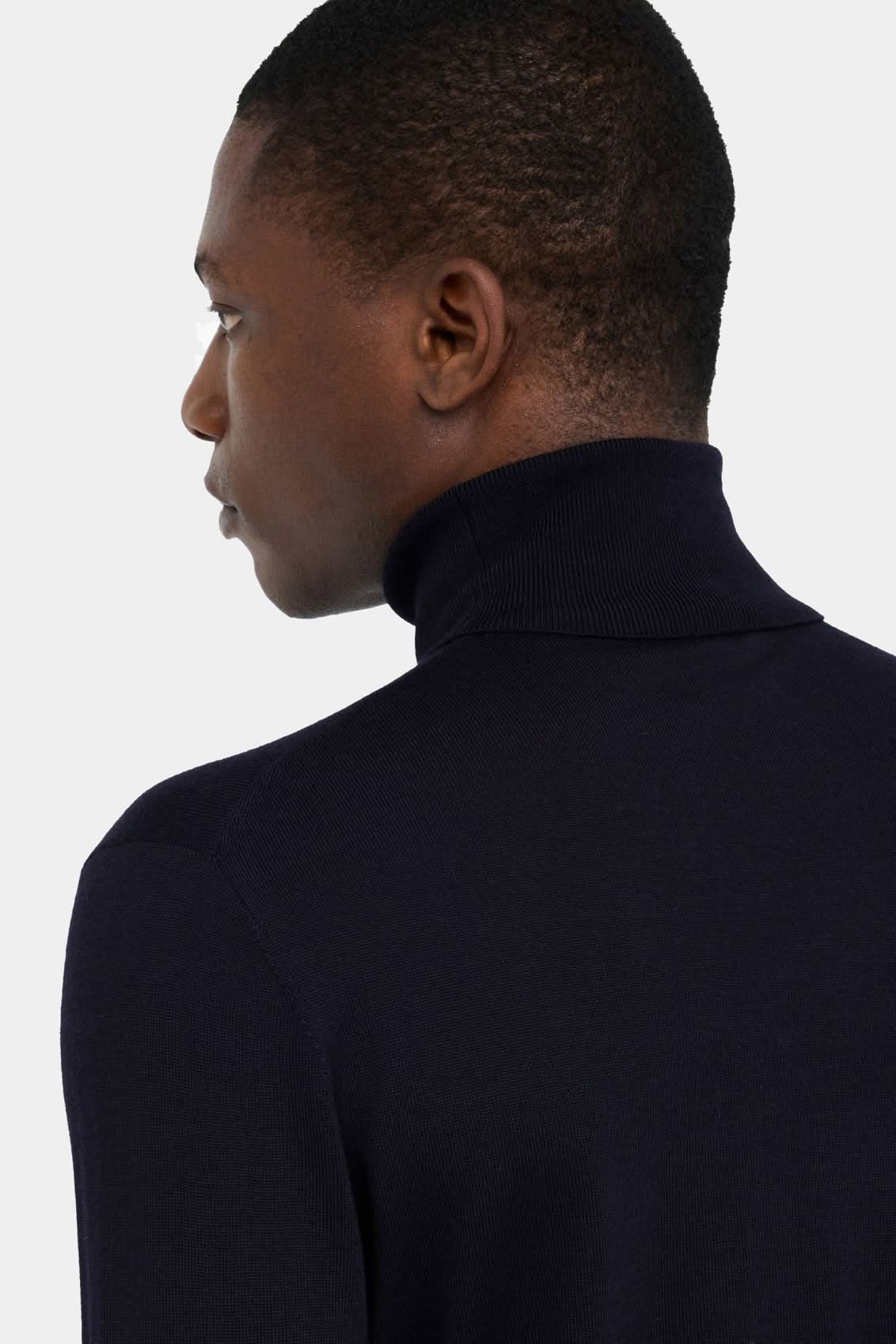 Navy blue wool turtleneck