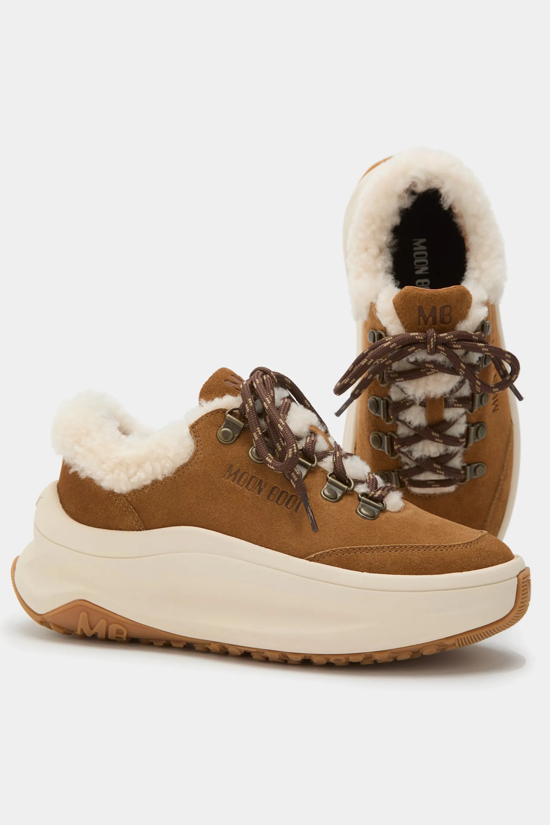 Brązowe sneakersy zamszowe MB MOON247 CITY SHEARLING