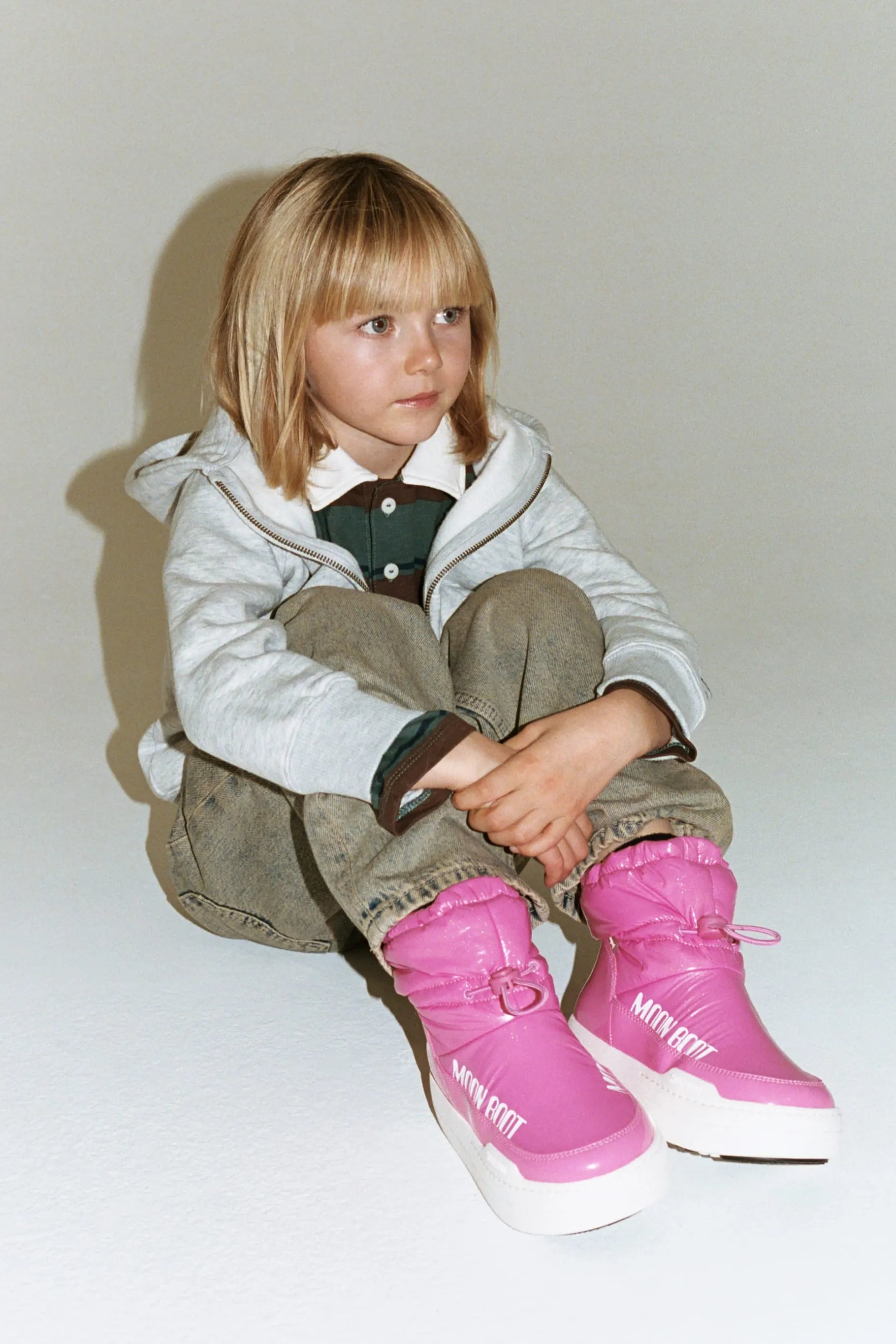 Różowe dziecięce buty zimowe MB JR PARK TUBE MID GLITTER WP