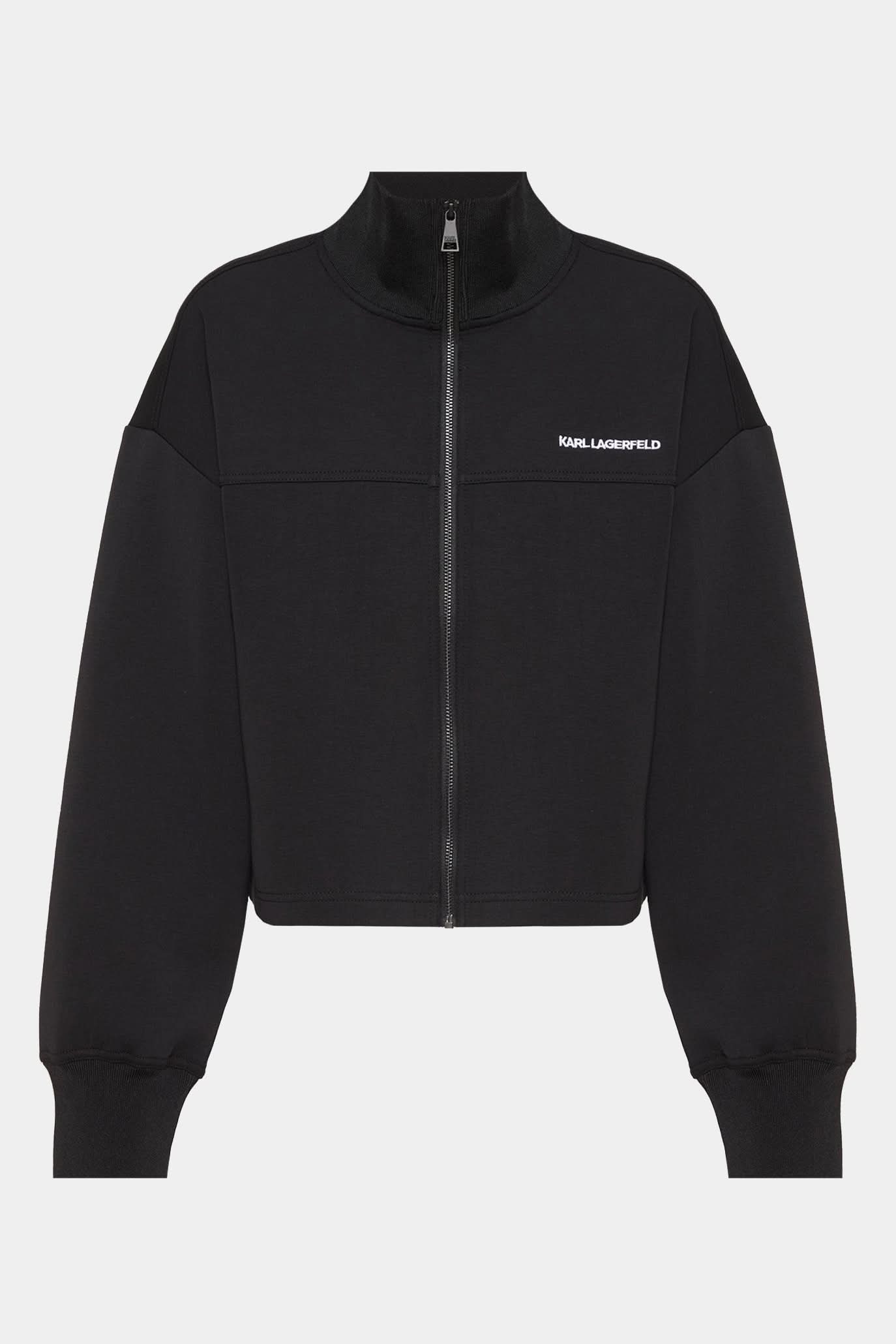 Black Elongated logo zip-up sweatshirt
