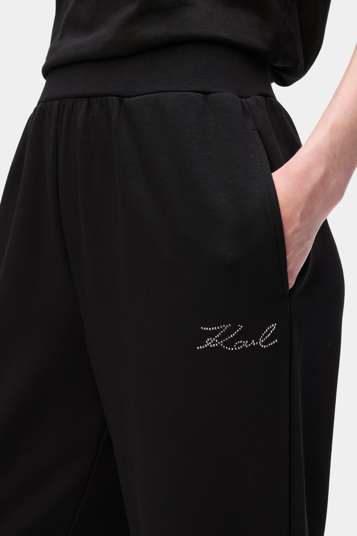 Czarne spodnie dresowe Rhinestone