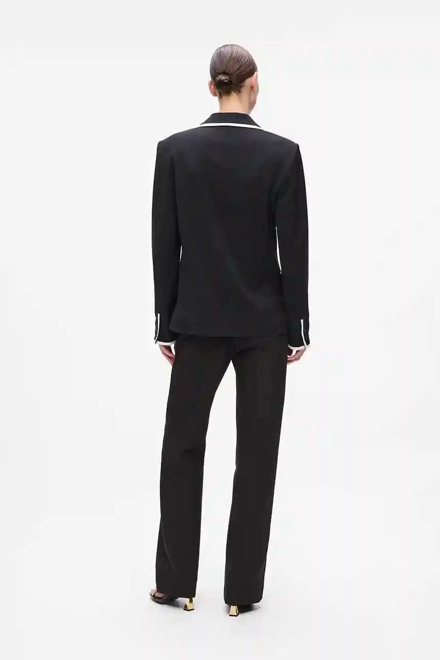 Black Contrast Piping Jacket
