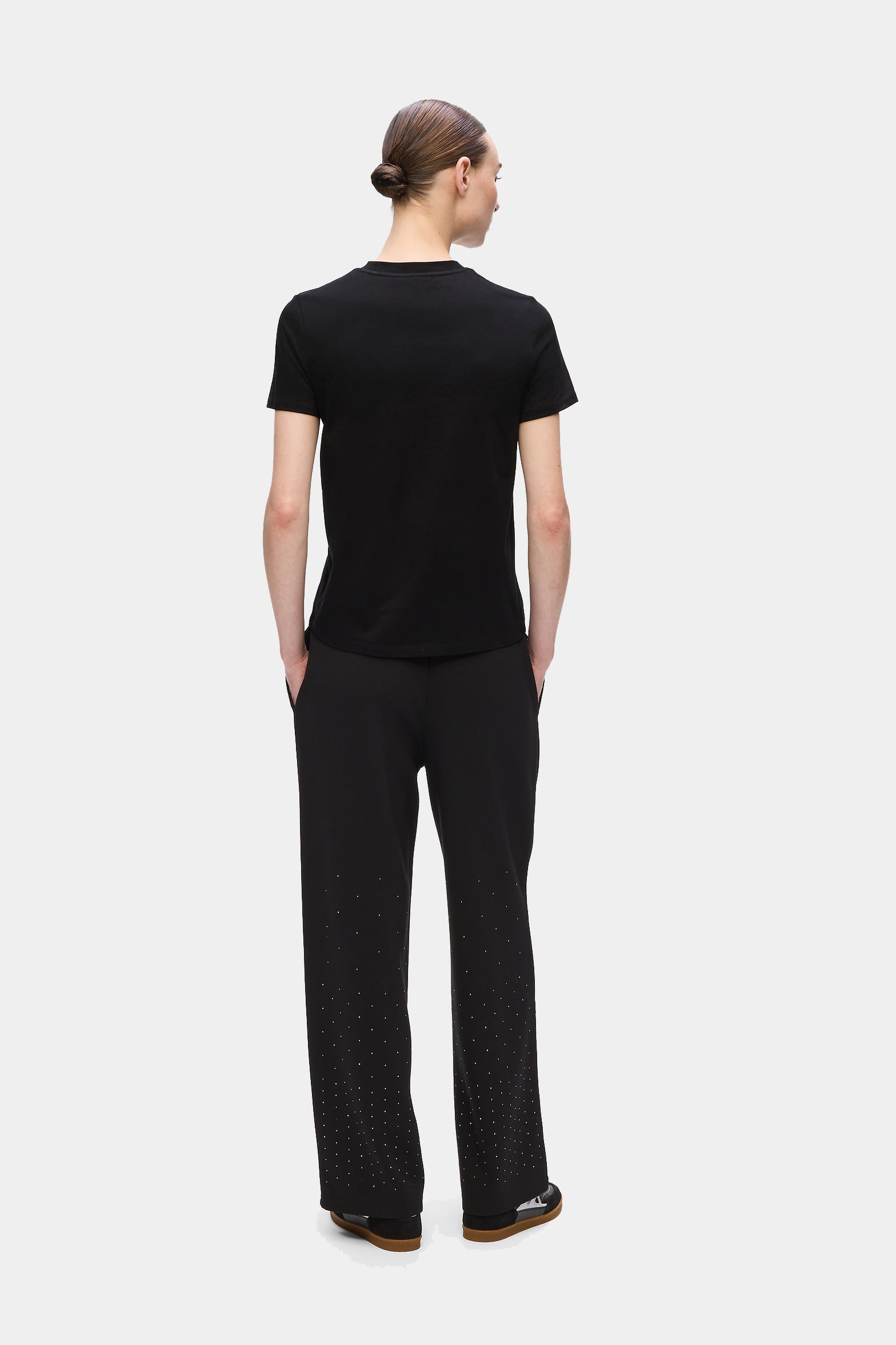 Czarny t-shirt Rhinestone Rain