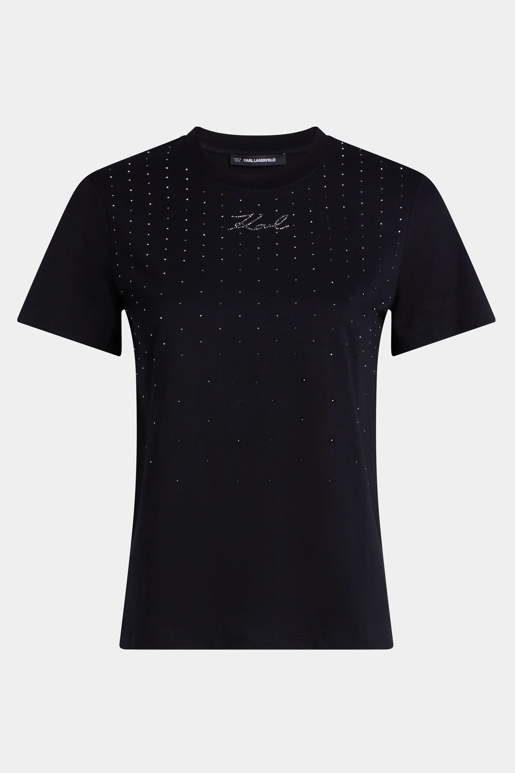Czarny t-shirt Rhinestone Rain