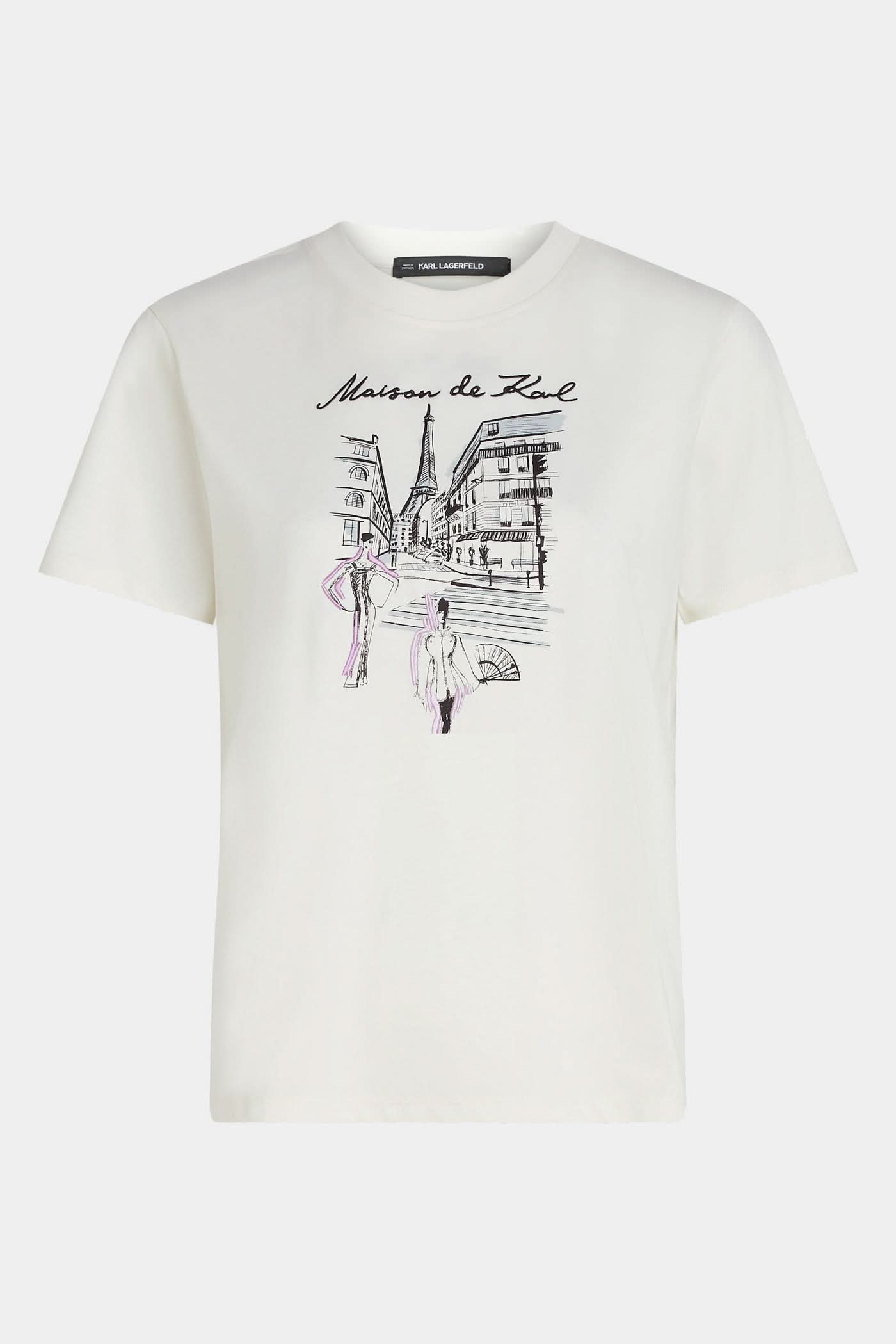 Kremowy t-shirt Paris Sketch
