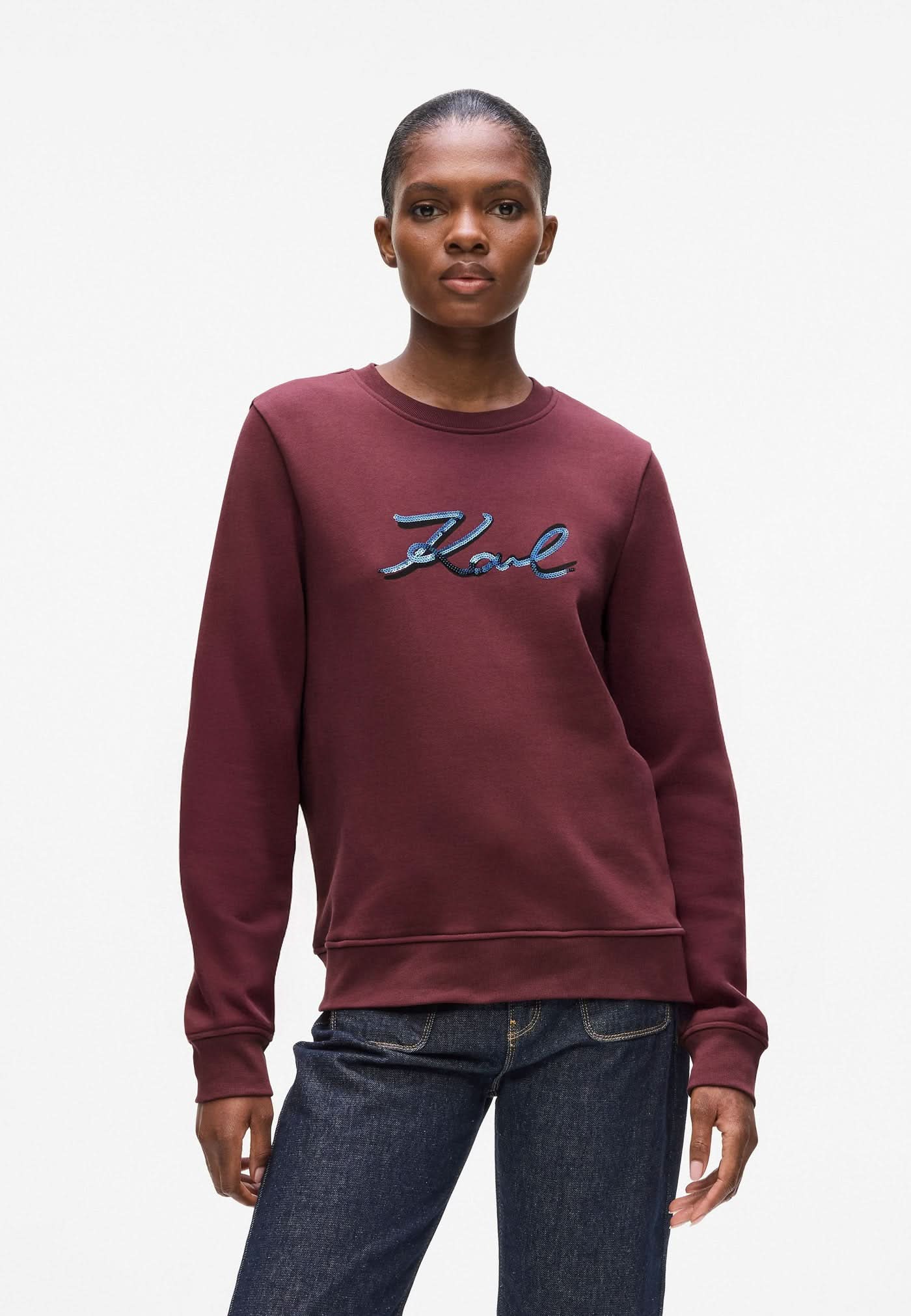 Burgundy Signature Sequins Sweatshirt
