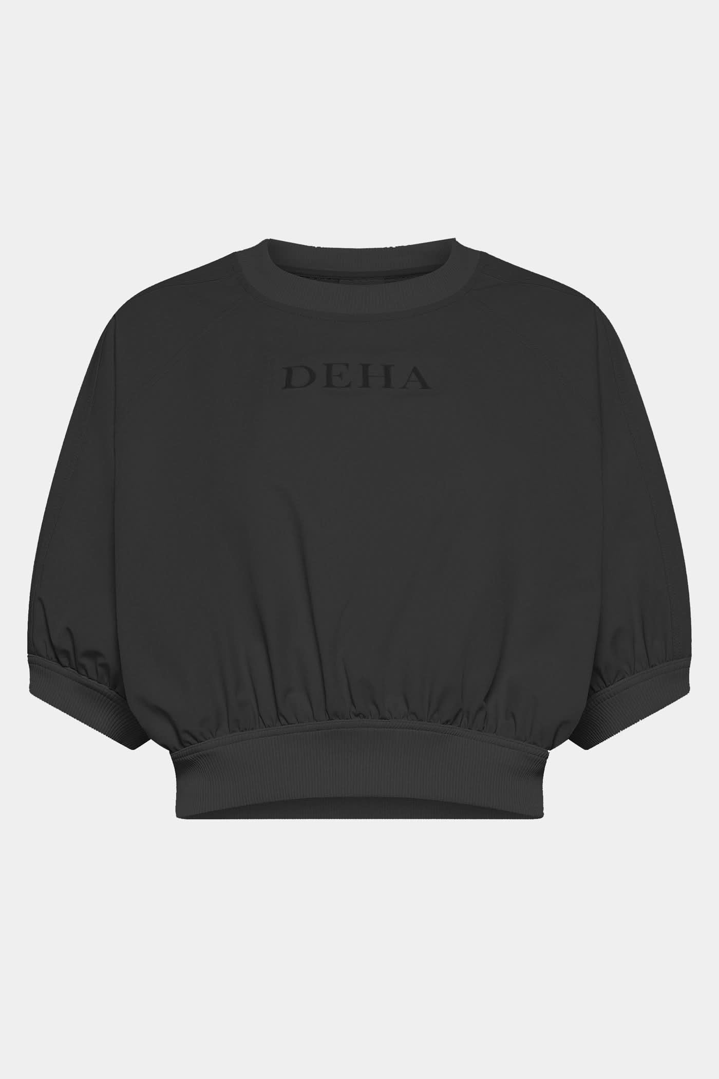 Black nylon sweatshirt with short sleeves