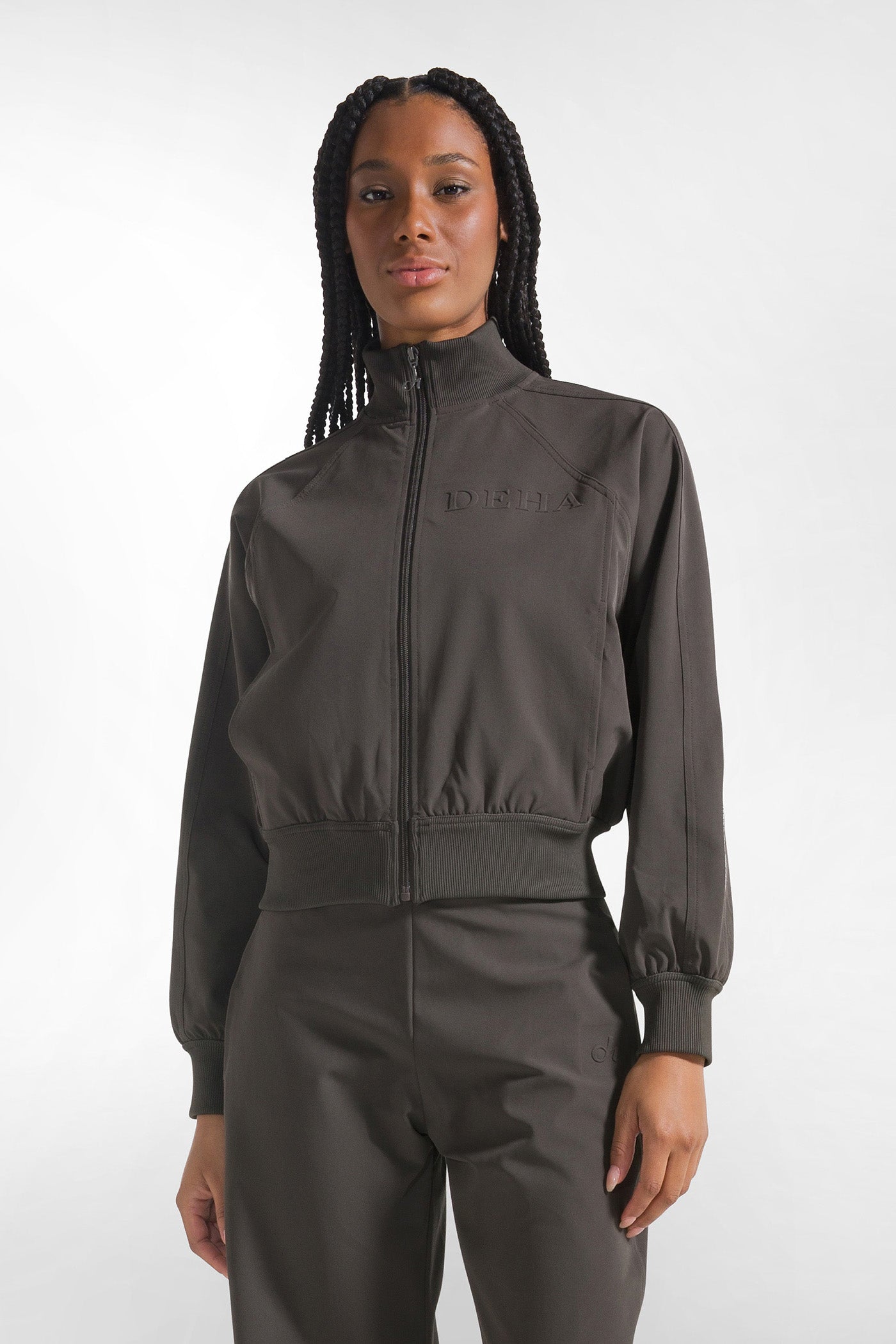 Brown technical jacket with zipper