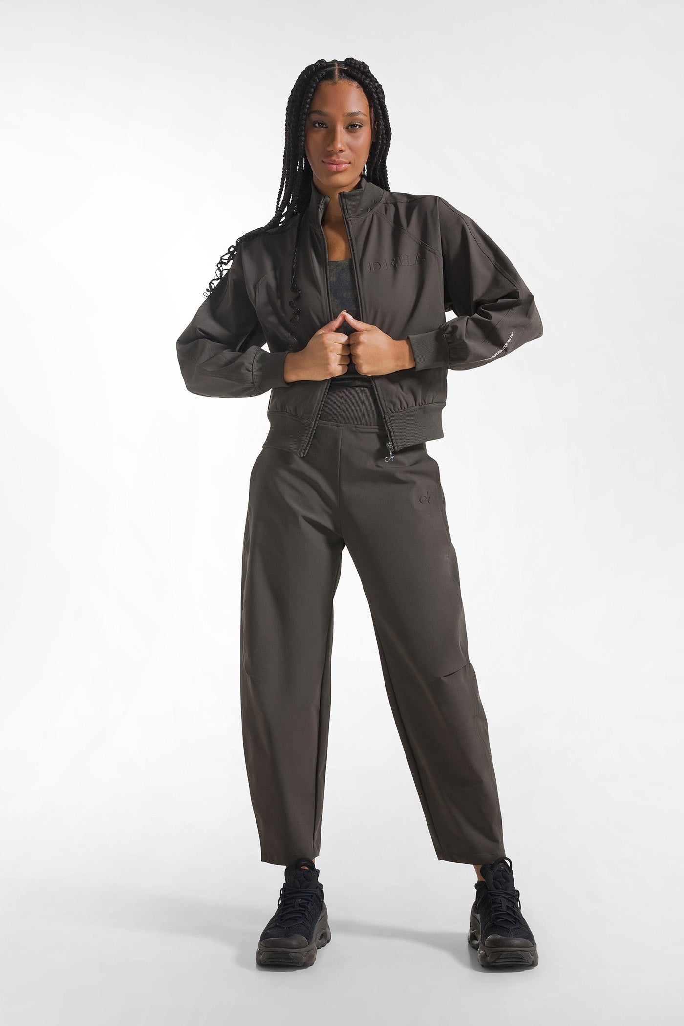 Brown technical jacket with zipper