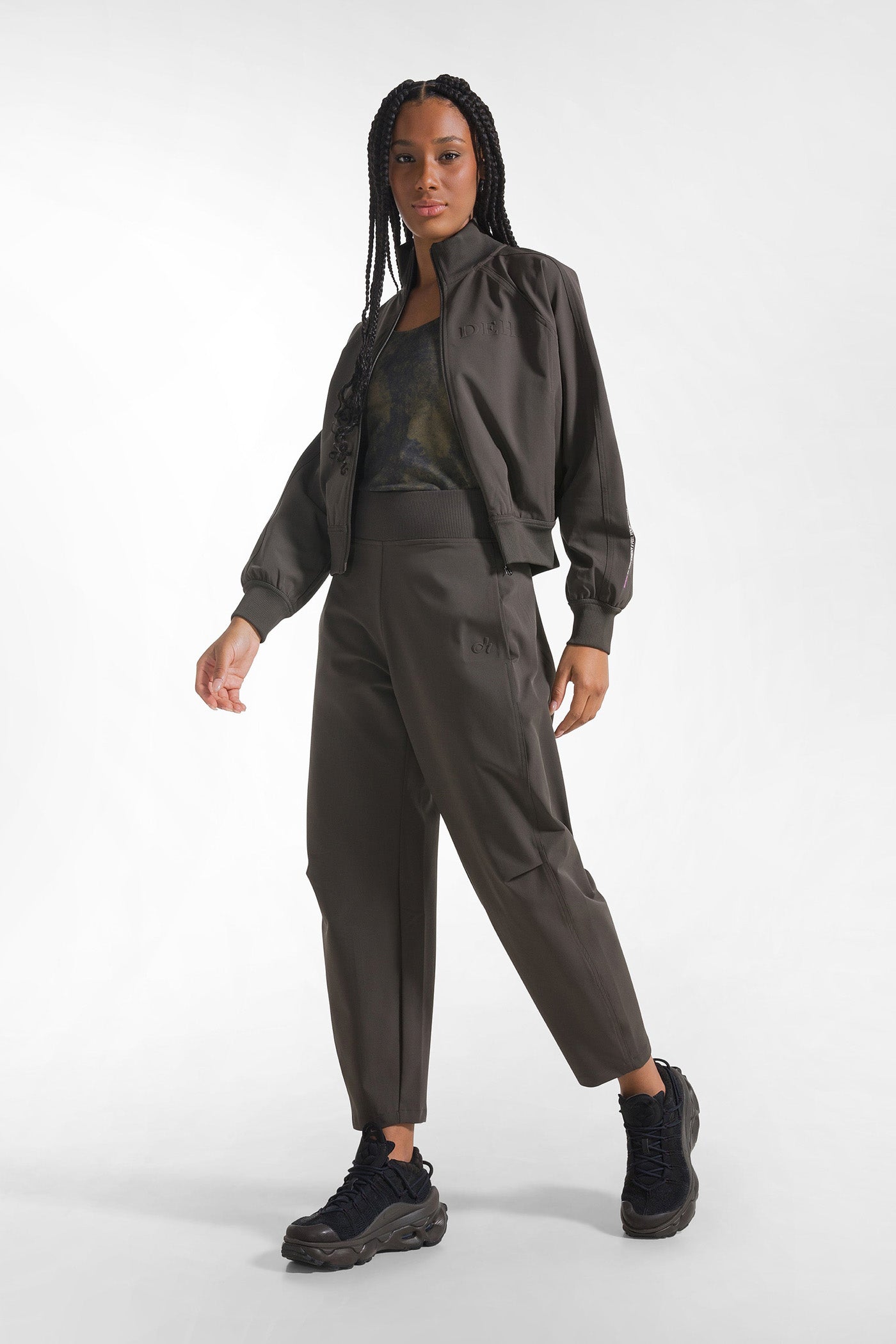 Brown tech nylon pants