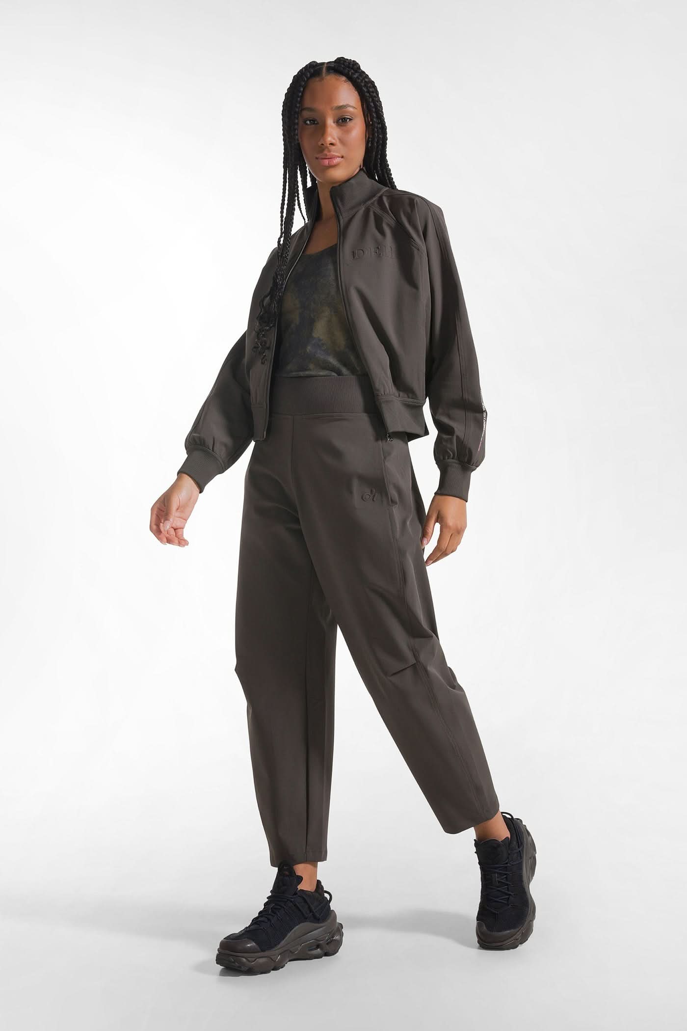 Brown tech nylon pants