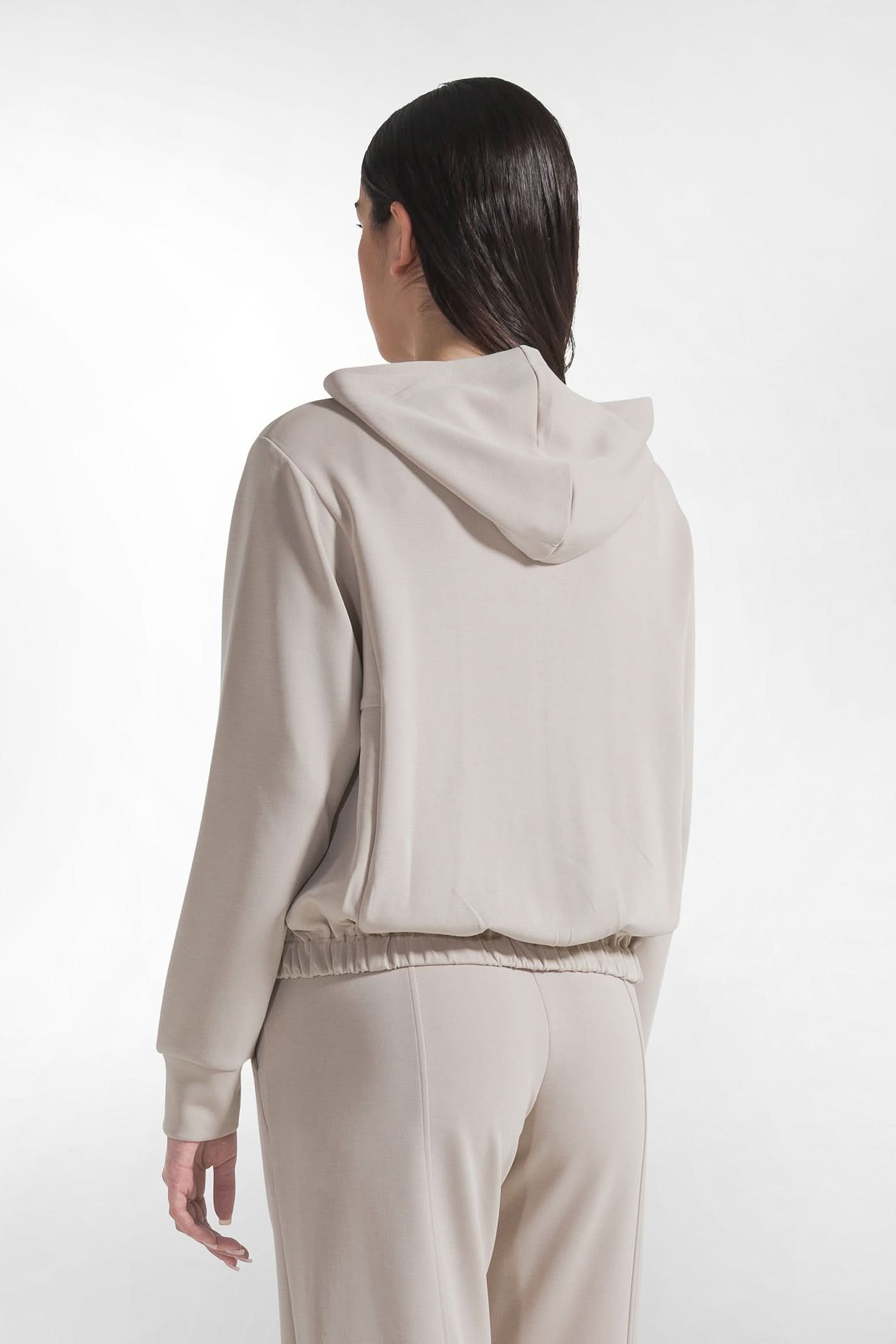 Beige soft zip-up hoodie