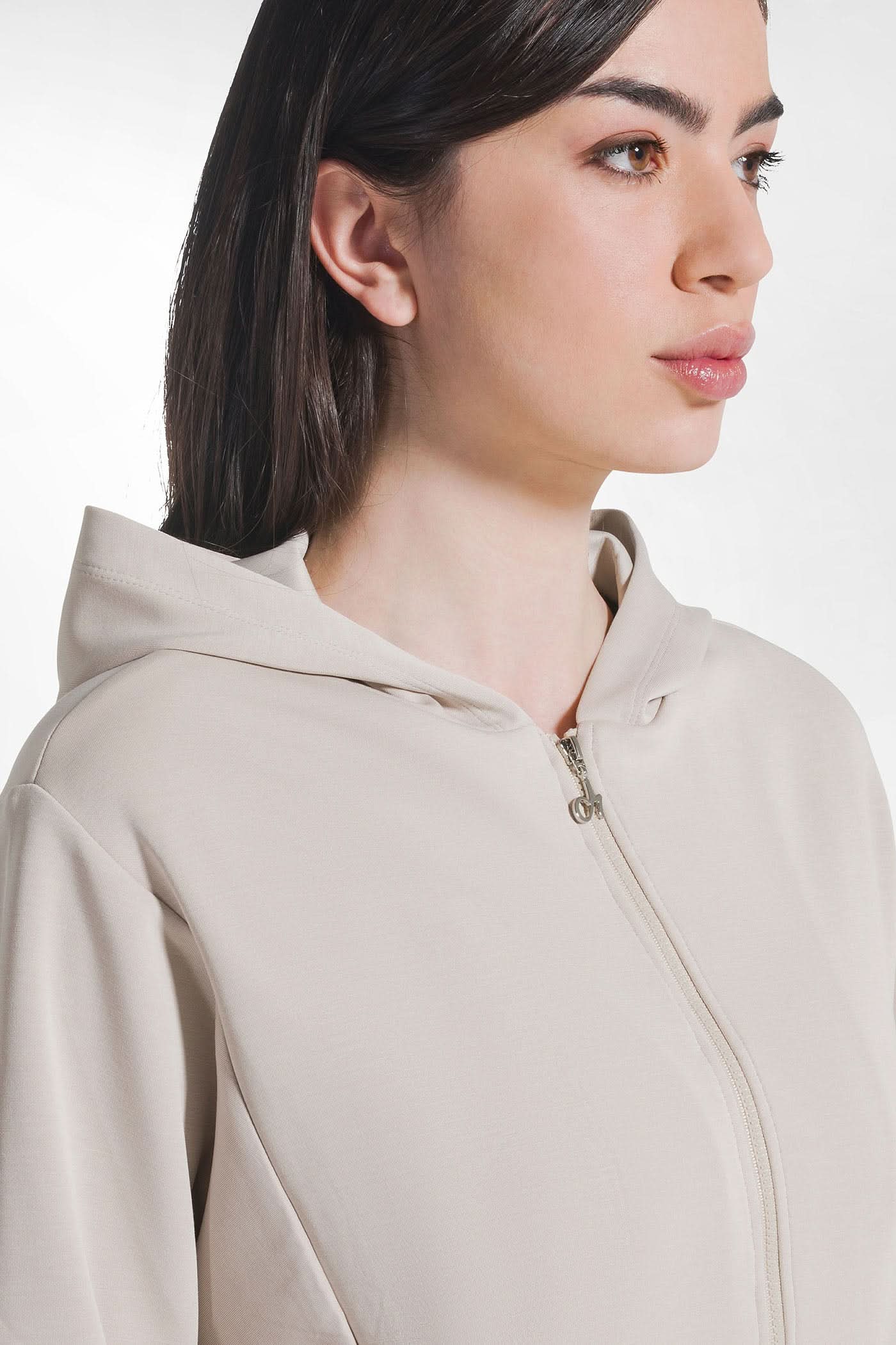 Beige soft zip-up hoodie