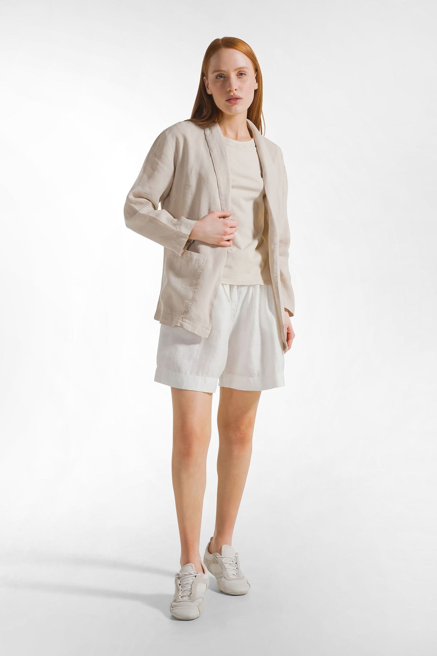 Women's white linen shorts