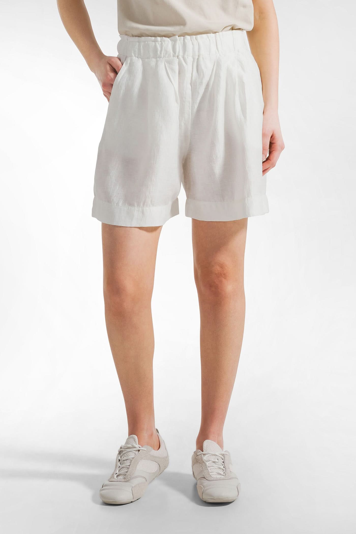 Women's white linen shorts