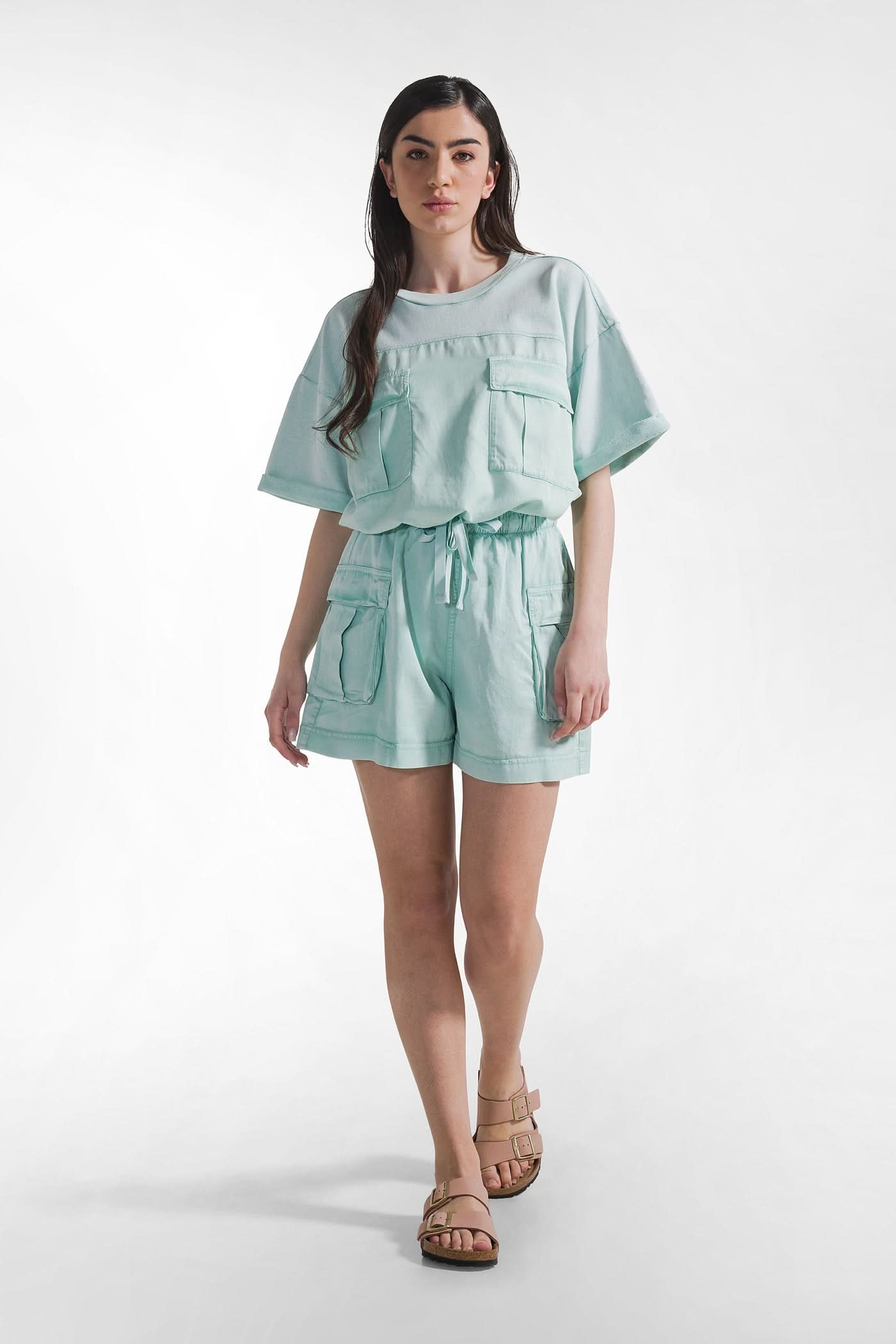 Green cargo shorts