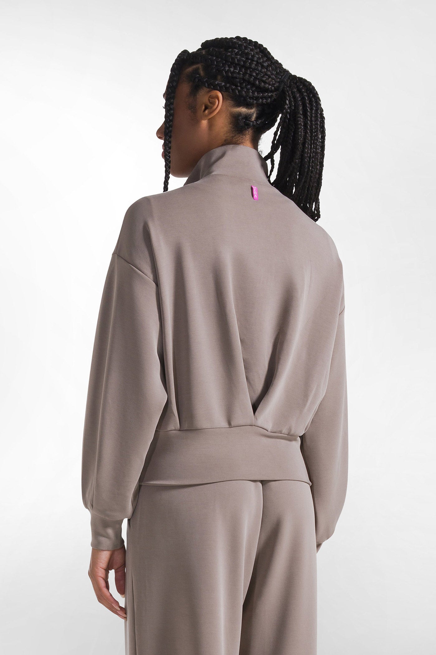 Szaro brązowa miękka bluza na zamek