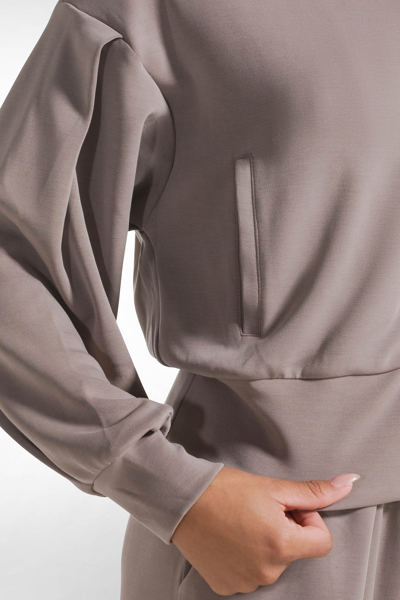 Szaro brązowa miękka bluza na zamek