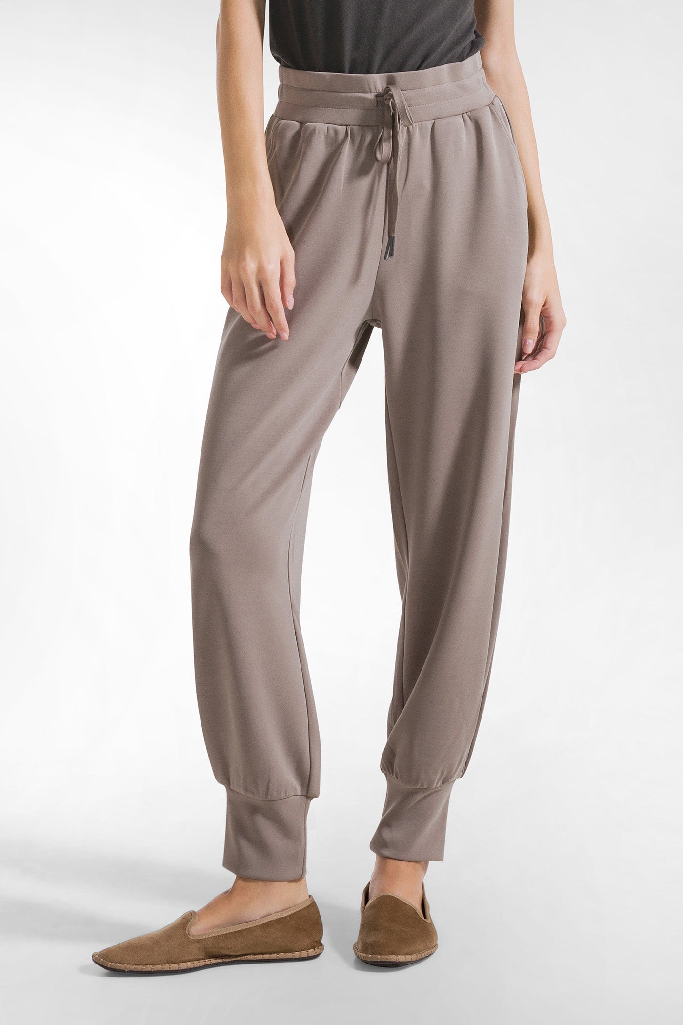 Beige soft lurex trousers