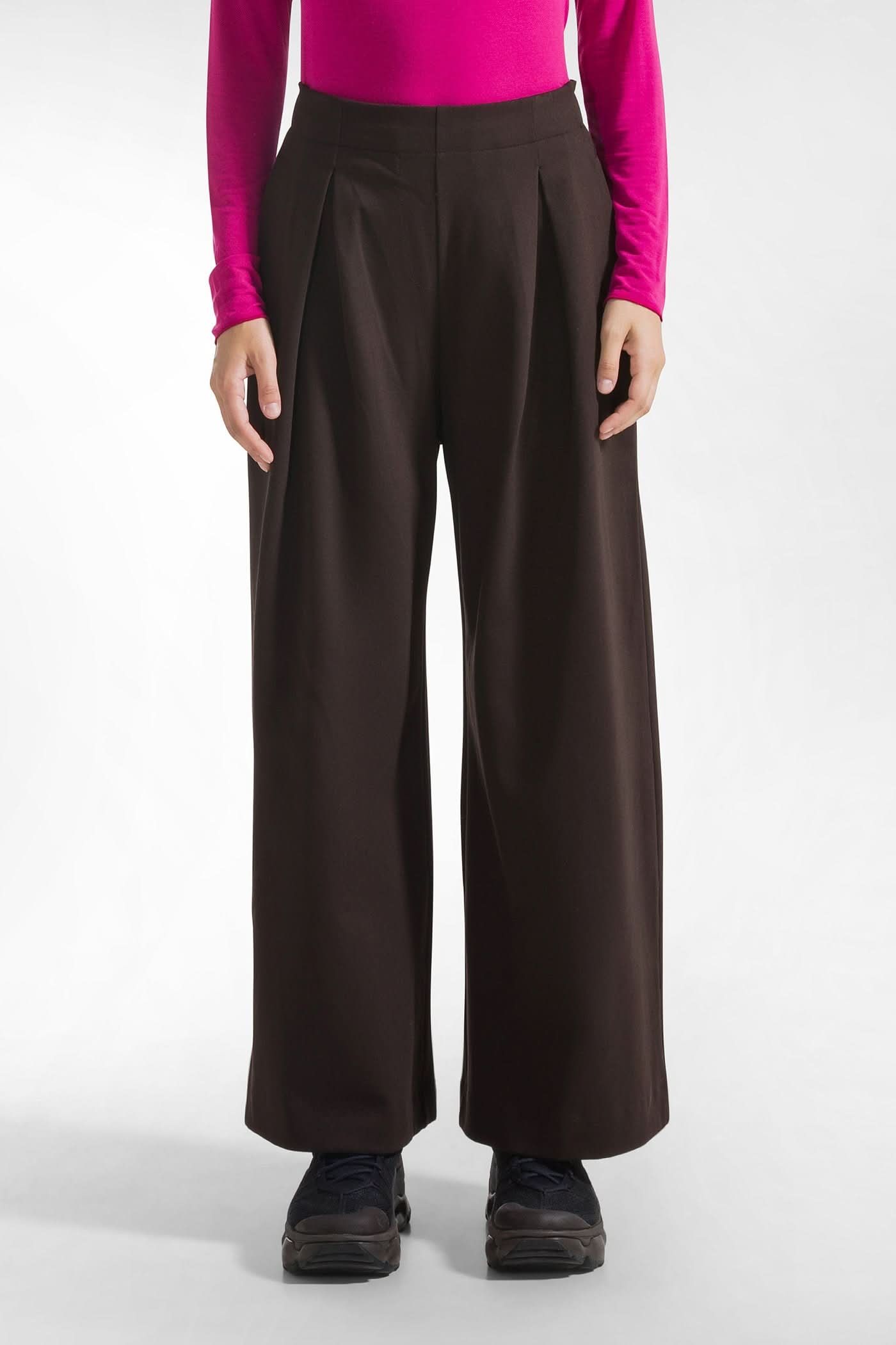 Brown Punto Milano pleated trousers