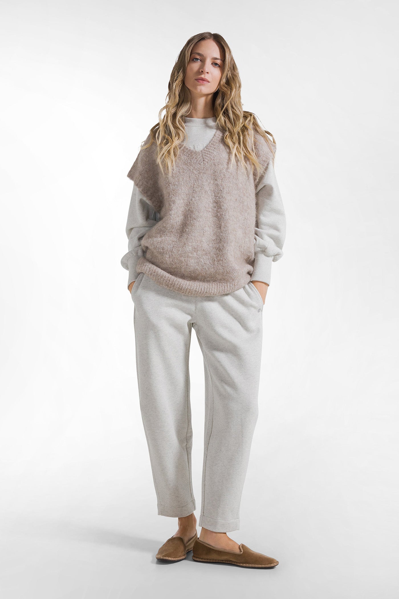 White lurex trousers