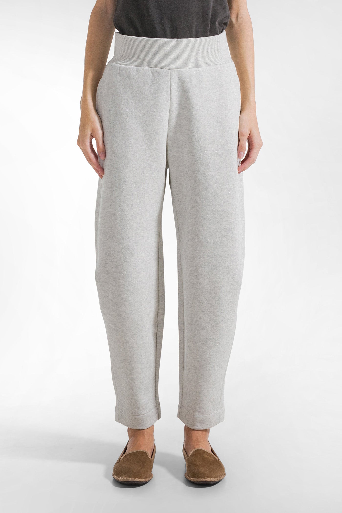 White lurex trousers