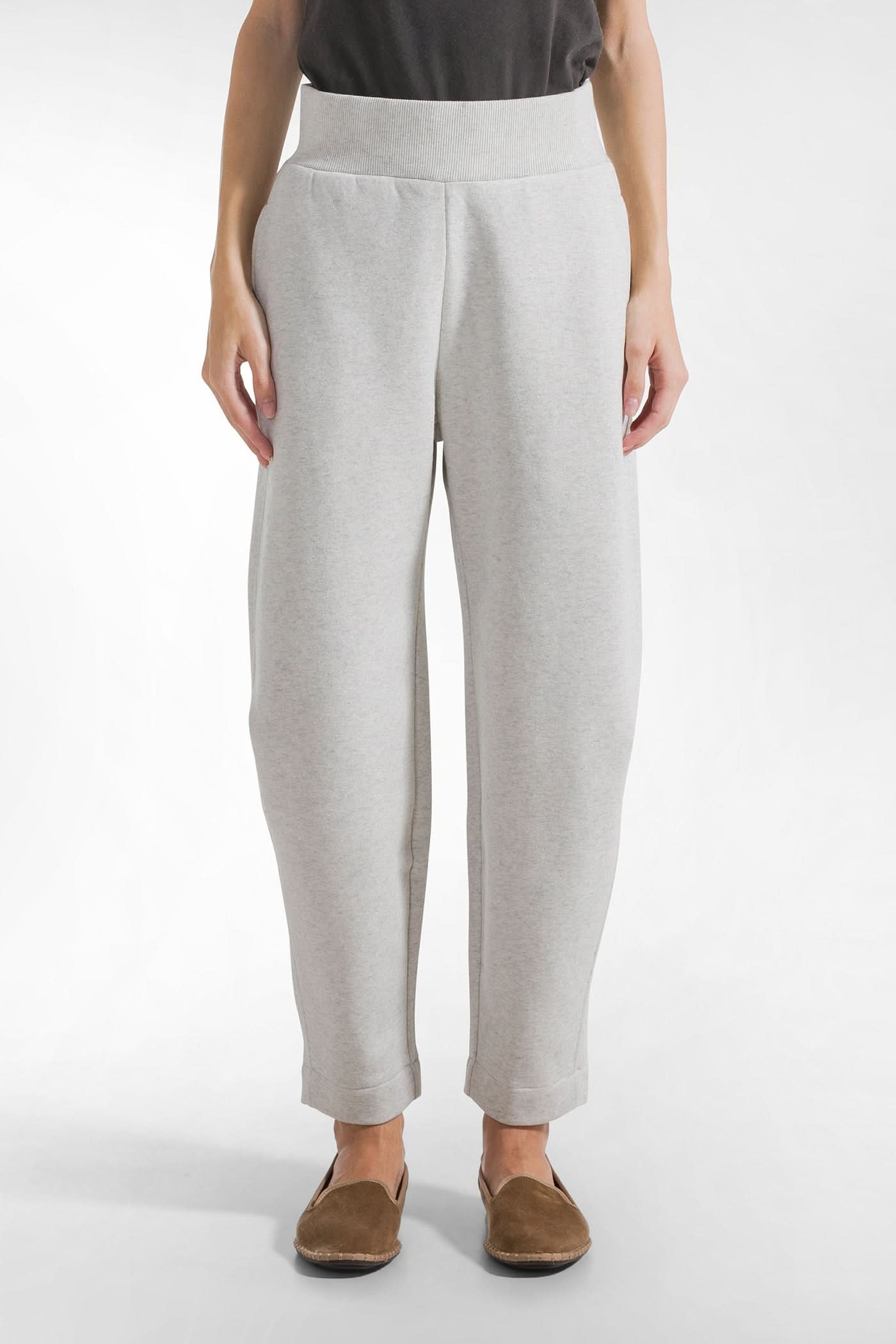 White lurex trousers