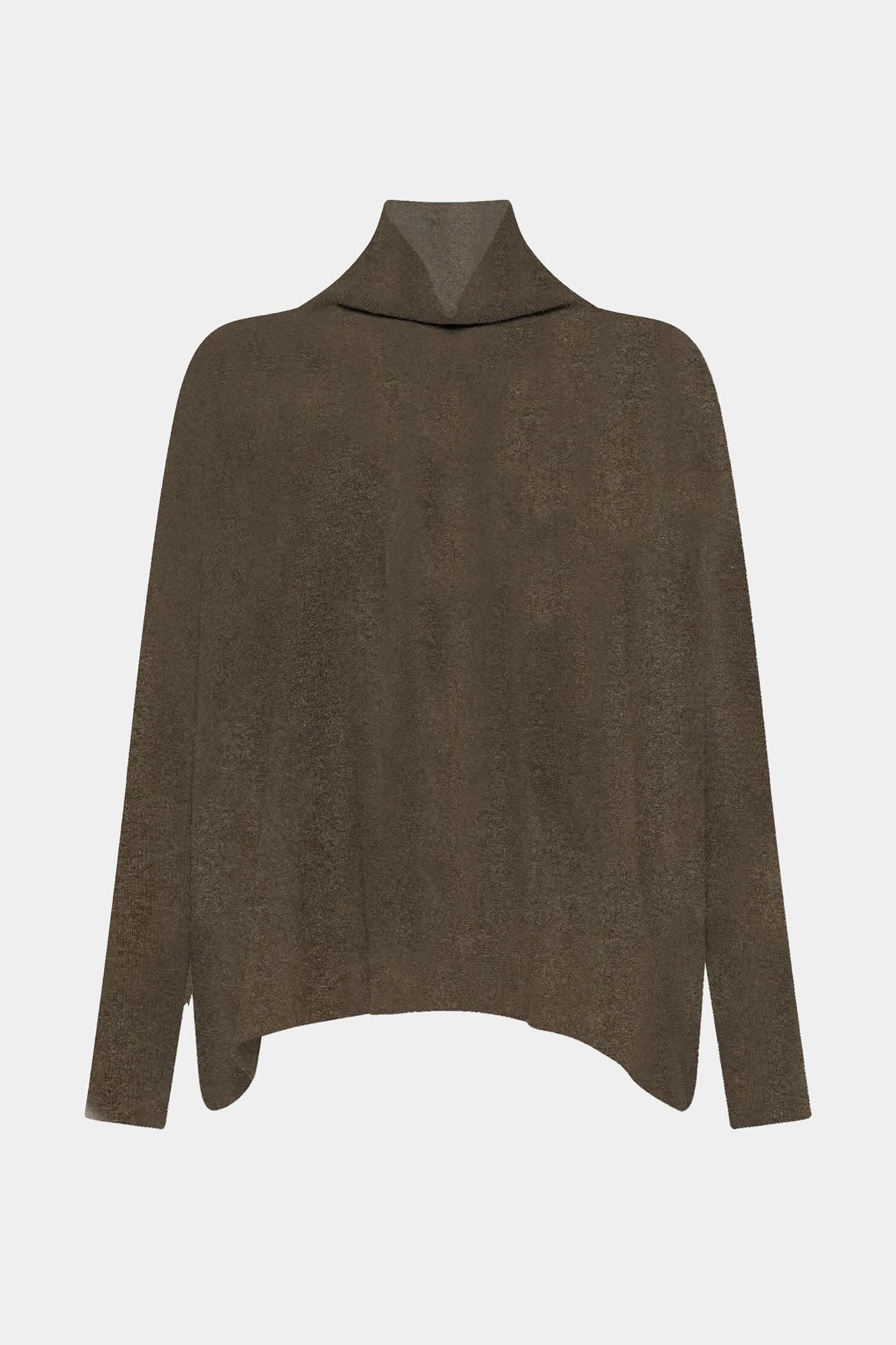 Brown cashmere turtleneck sweater