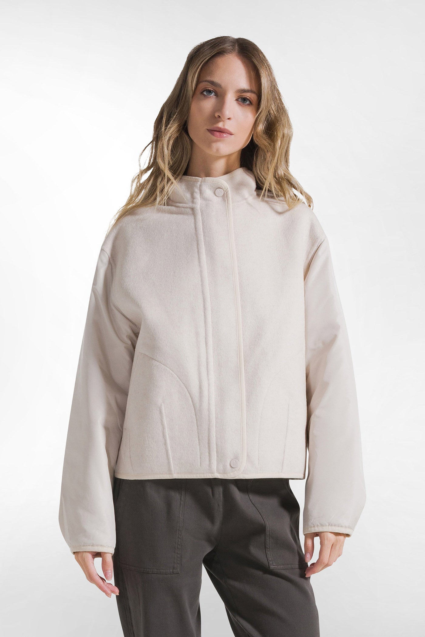 White blended wool jacket