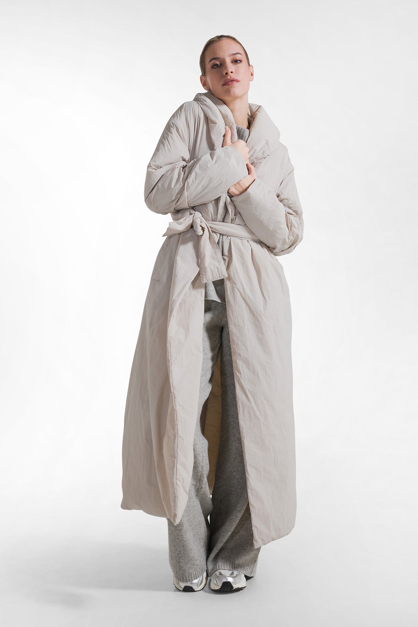 Gray lightweight quilted coat