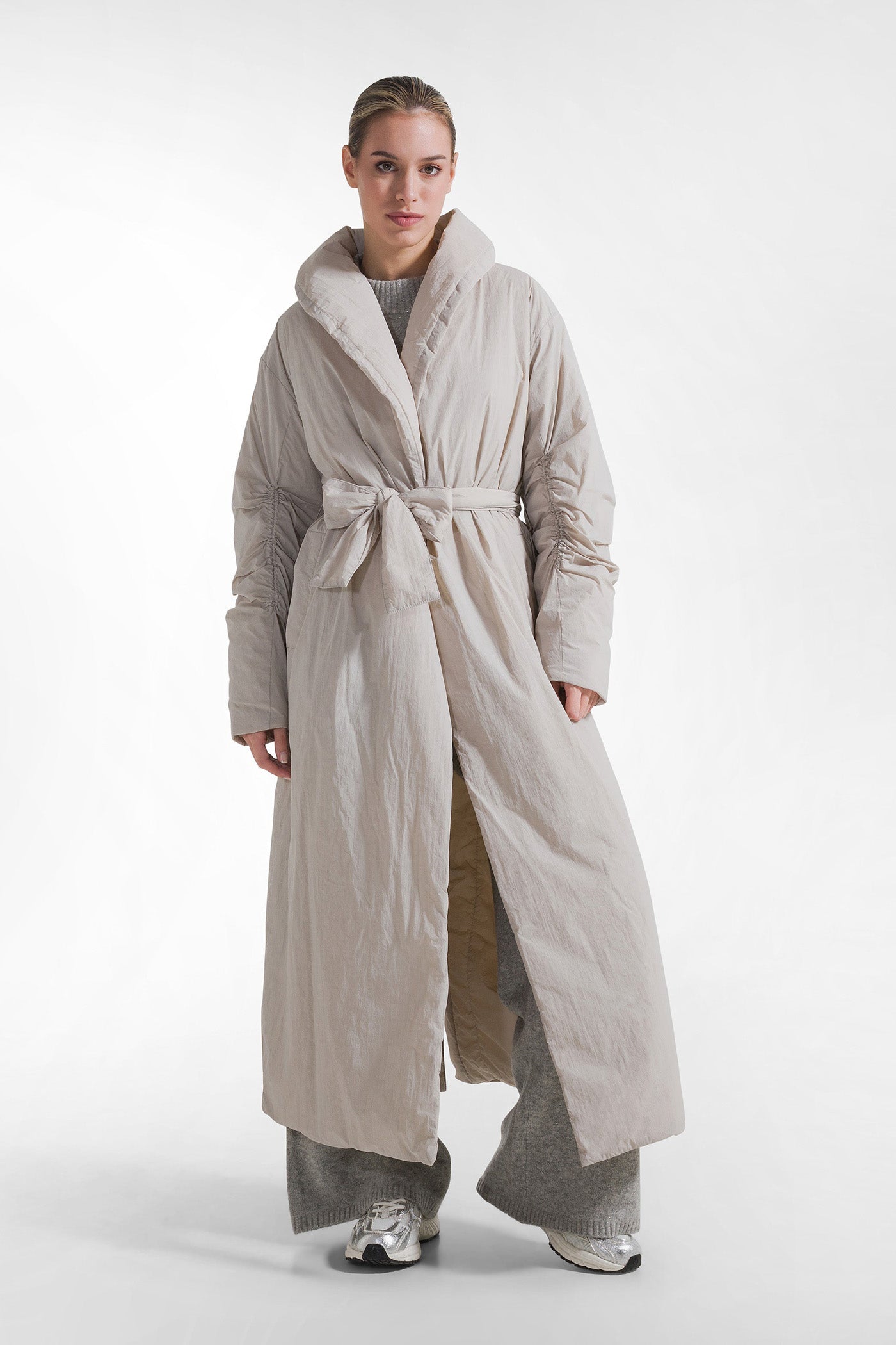 Gray lightweight quilted coat