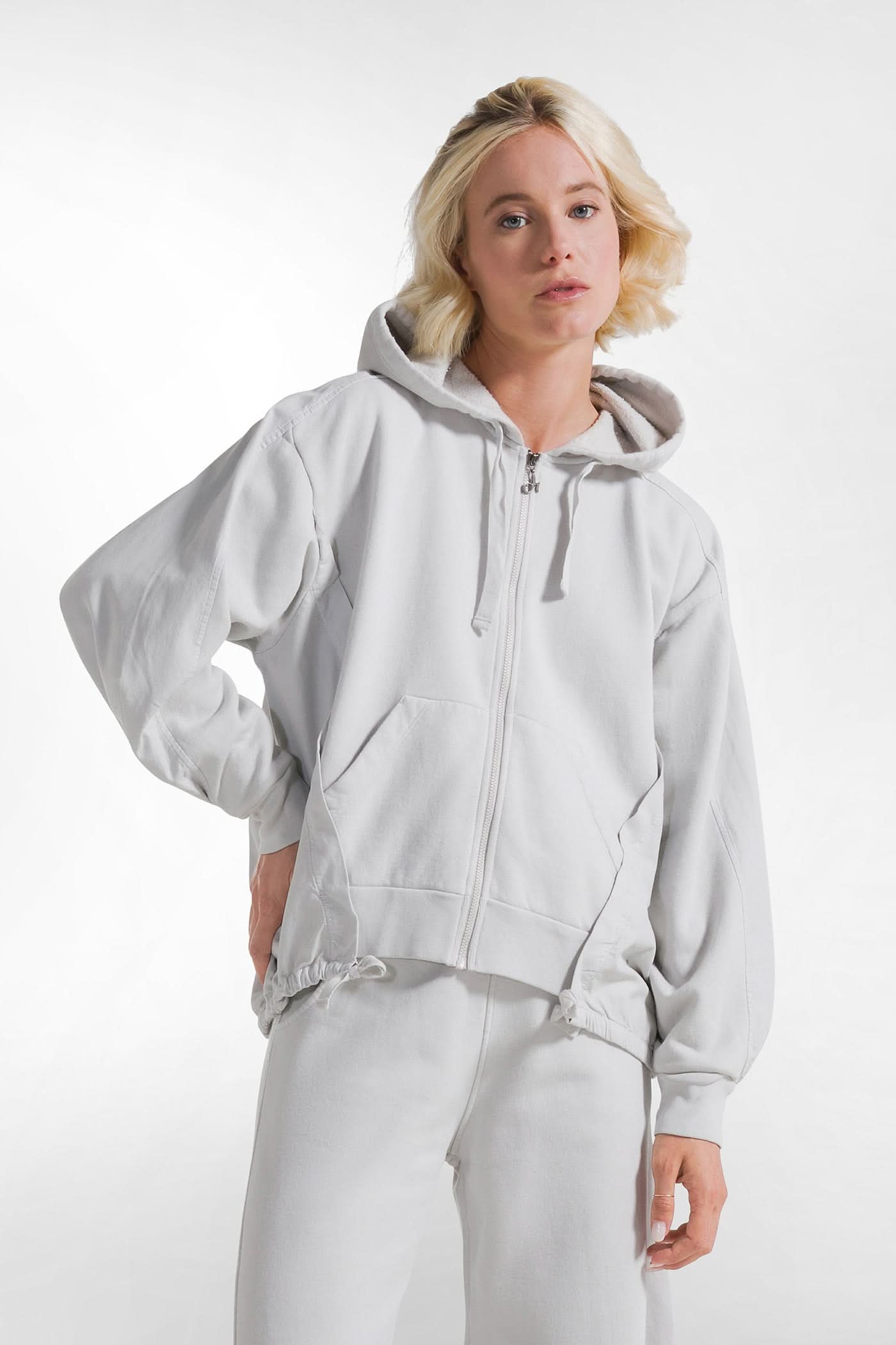 Gray zip-up hoodie