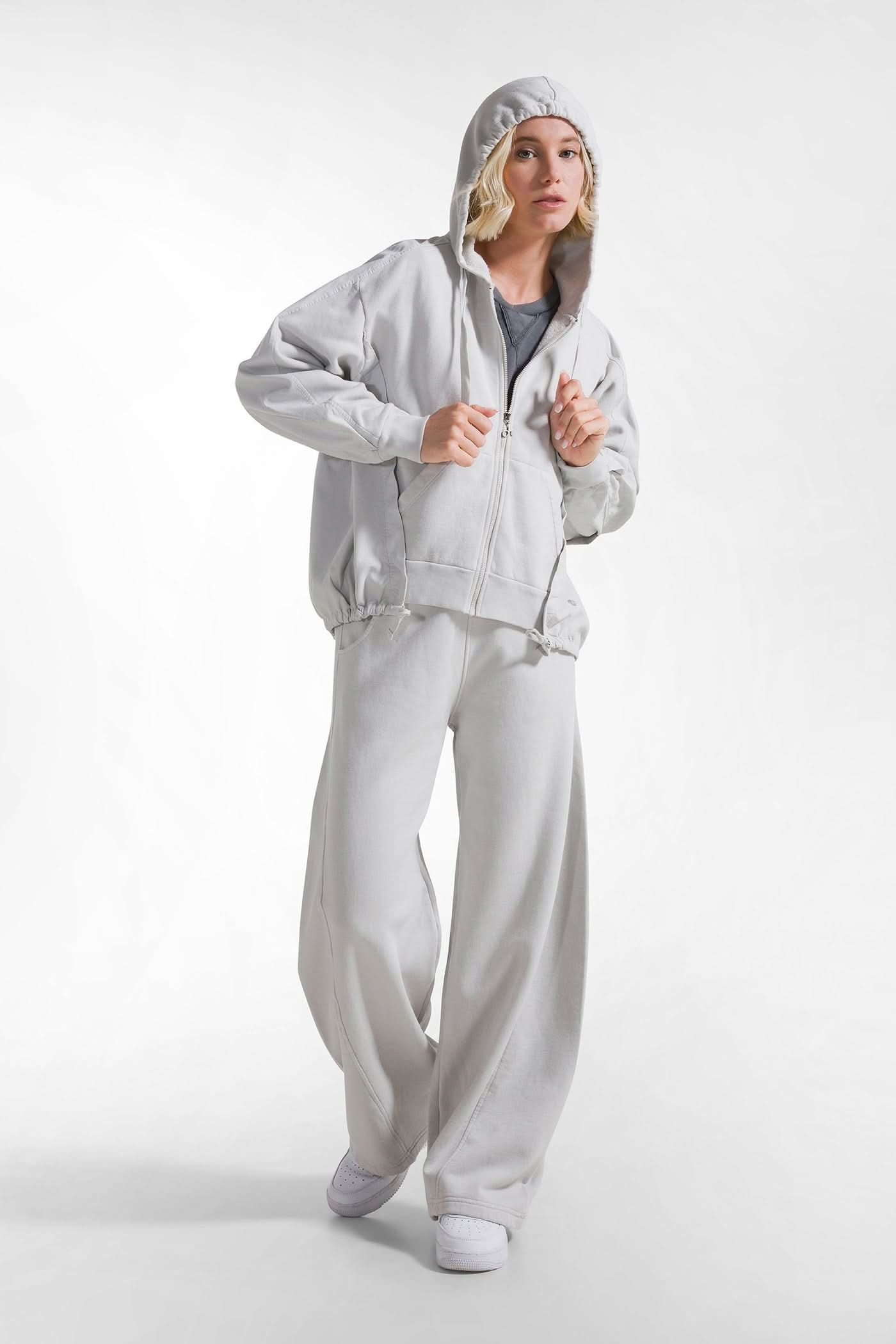 Gray zip-up hoodie
