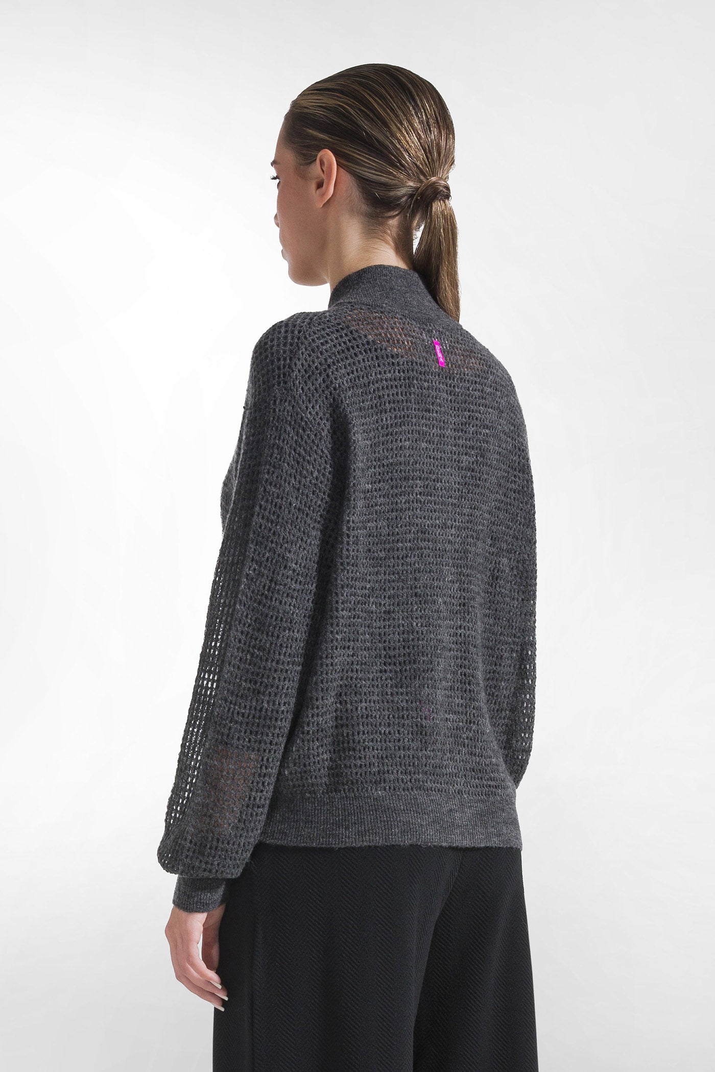 Szary kardigan z mieszanką wełny na zamek