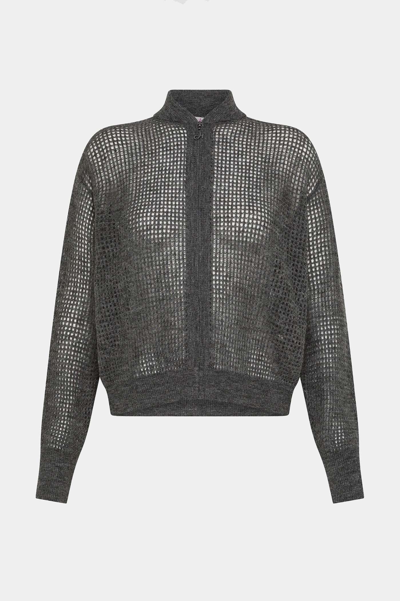 Szary kardigan z mieszanką wełny na zamek