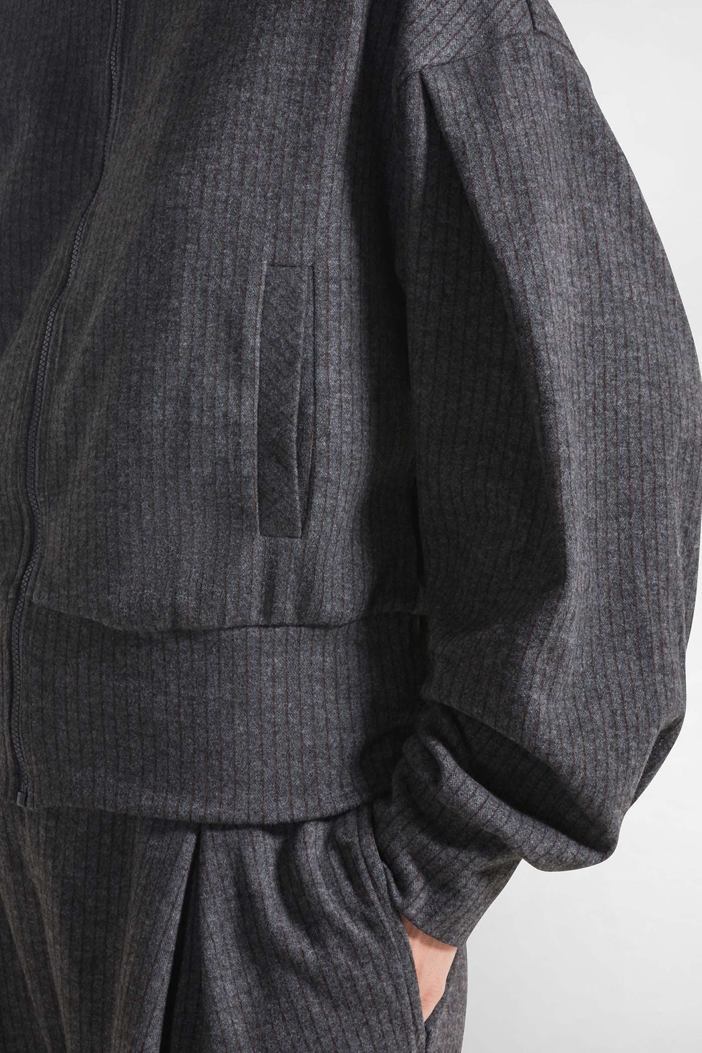 Gray striped sweatshirt with zipper