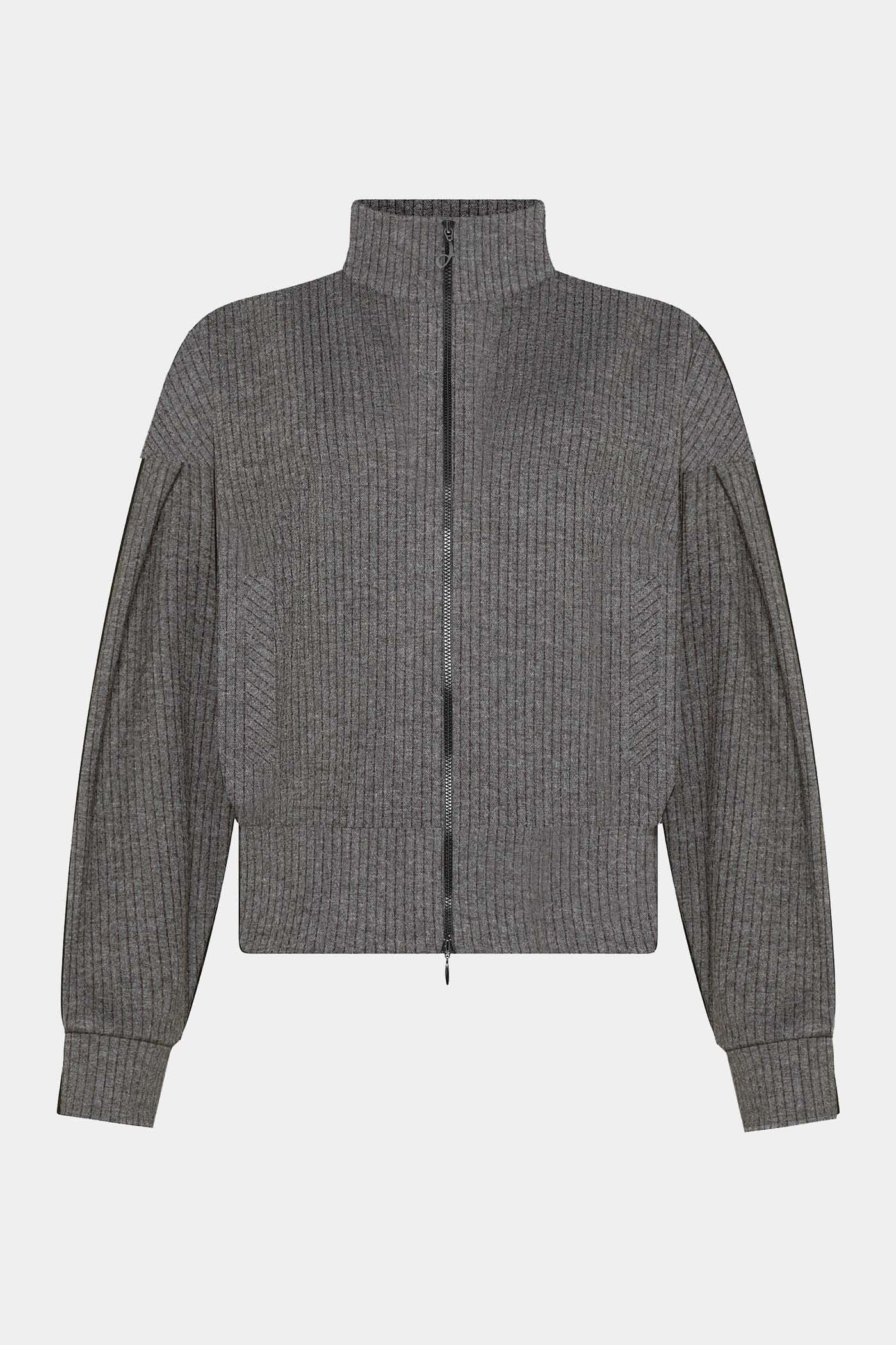 Gray striped sweatshirt with zipper