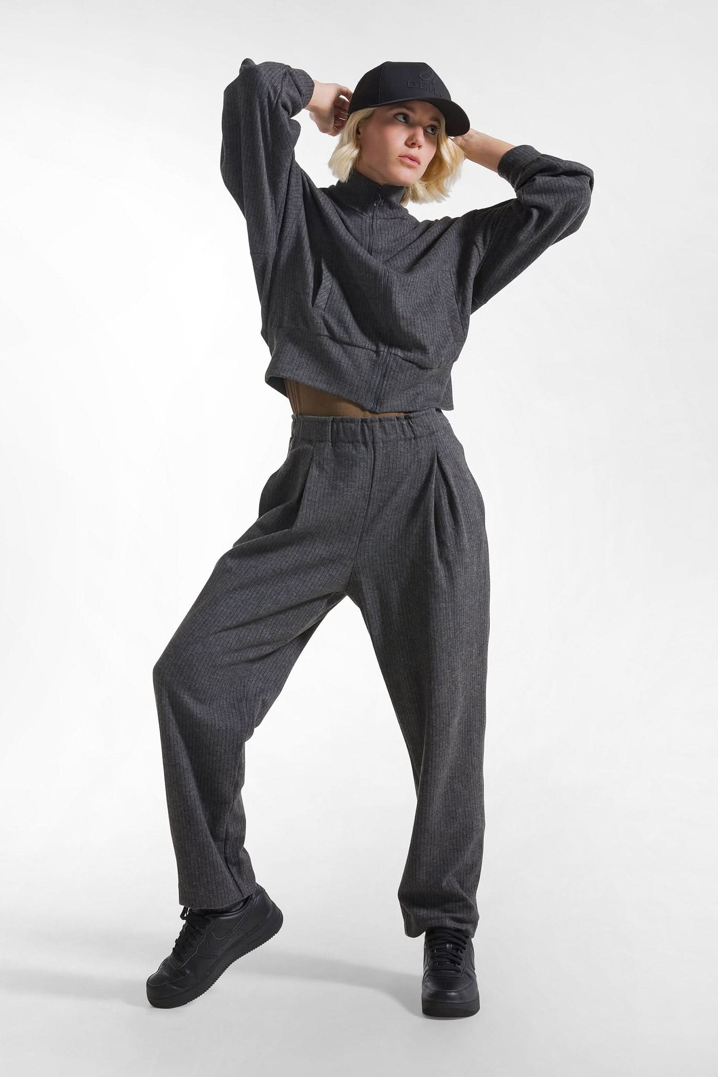Soft gray pinstripe trousers