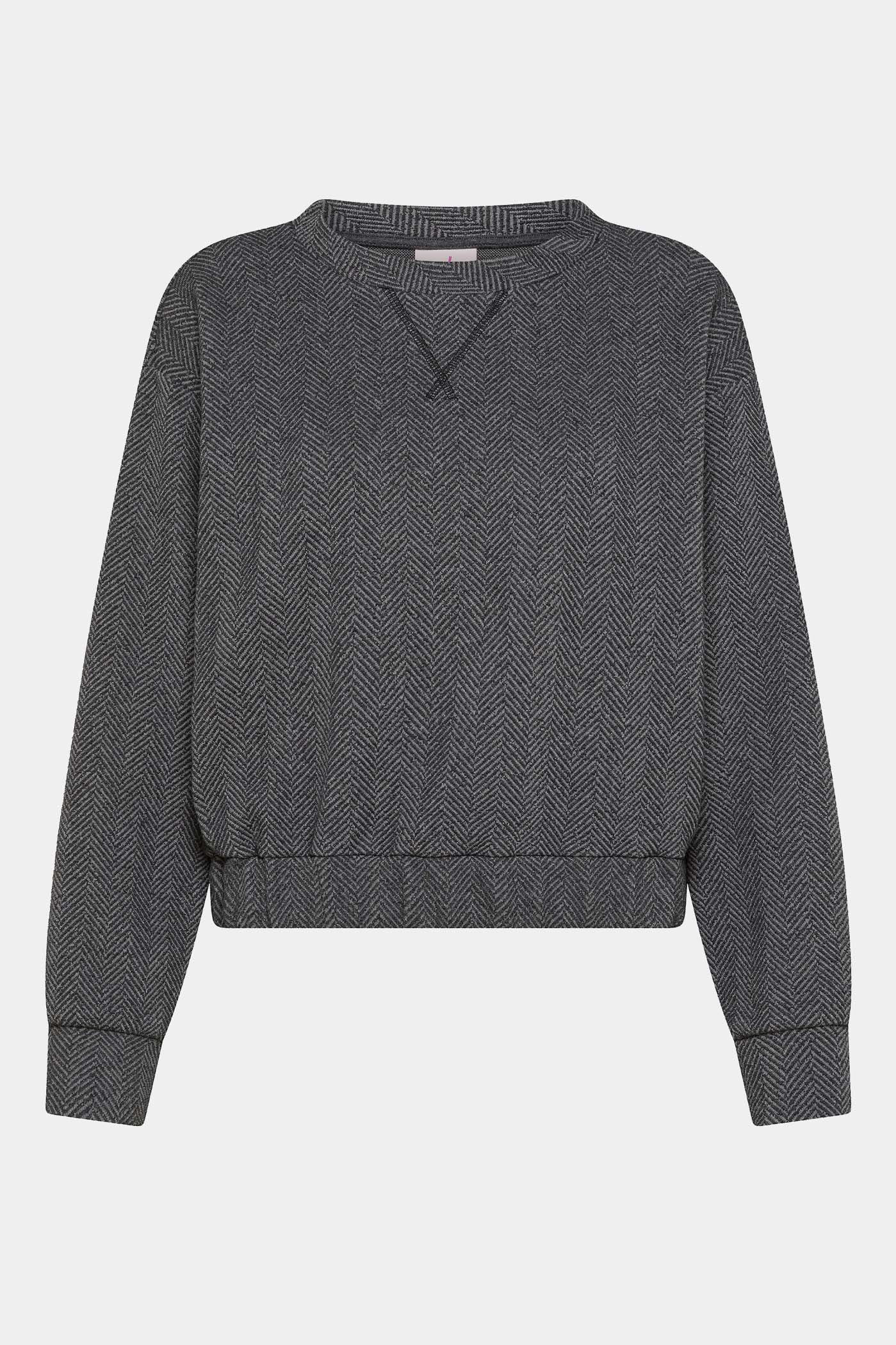 Szara bluza żakardowa w jodełkę