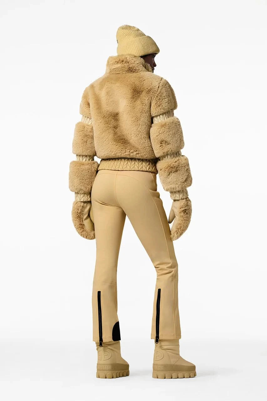 FURRY fur ski jacket brown