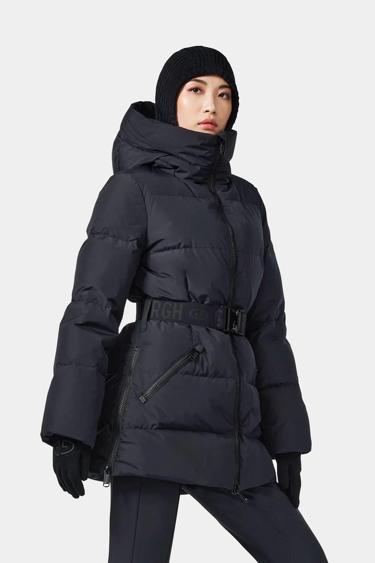 Czsrna kurtka narciarska z paskiem FÔRET ski jacket