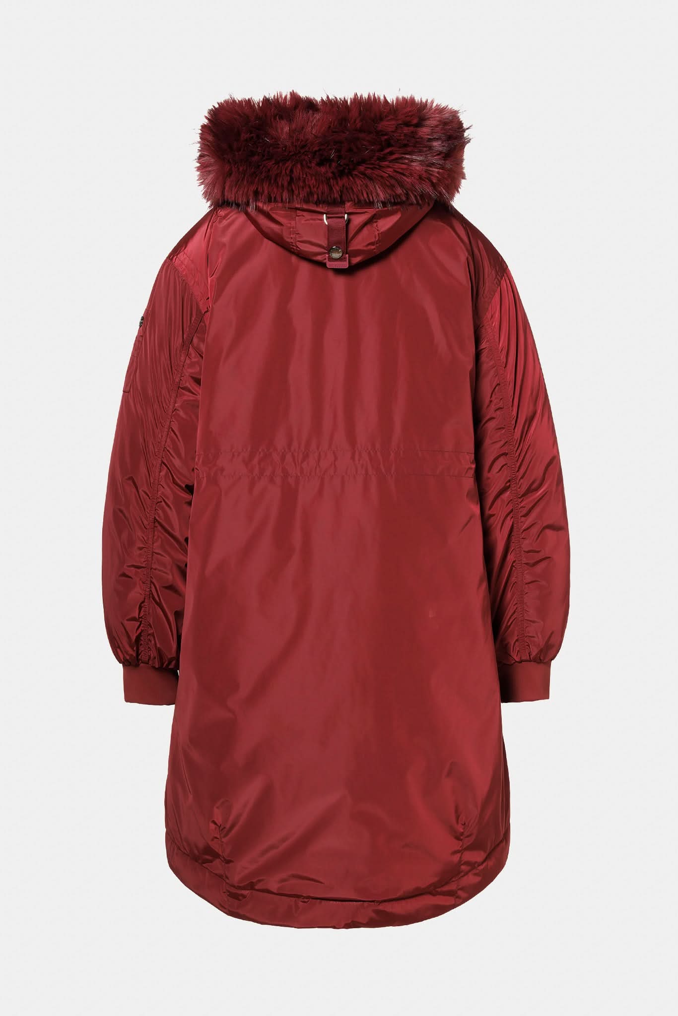 Bordowa parka puchowa z futrzanym obszyciem JULIA jacket FAUX BORDER