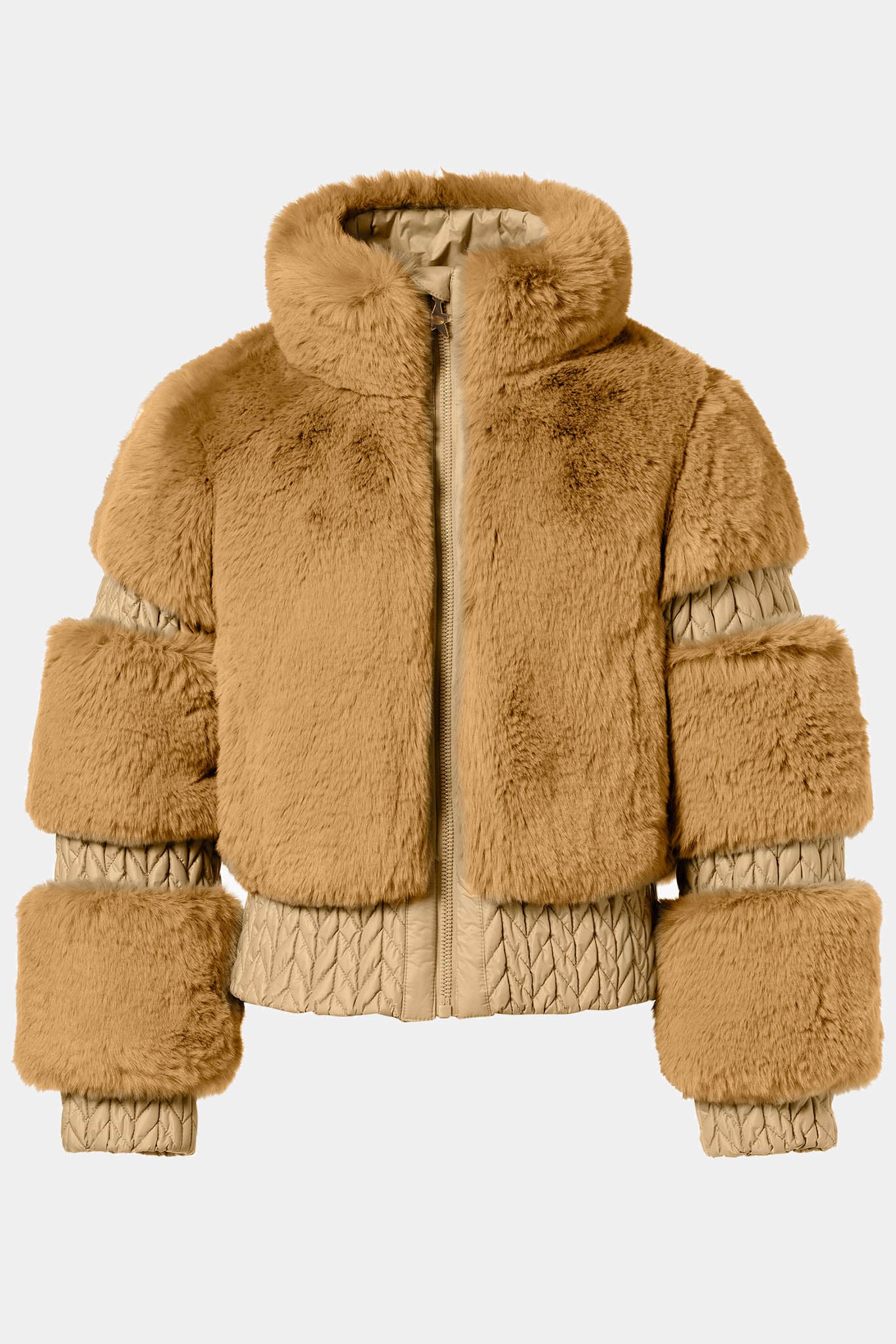 FURRY fur ski jacket brown