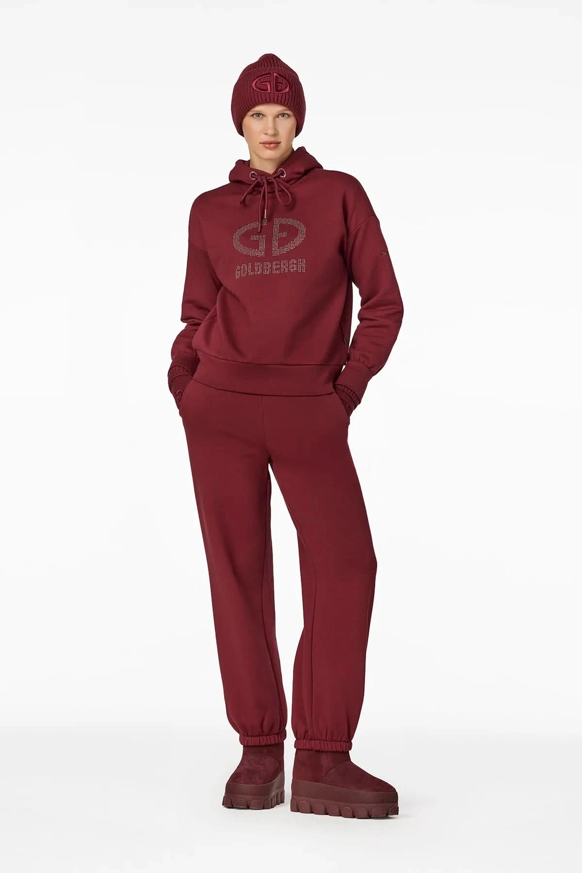 Burgundy women's hooded sweatshirt GIORGIA hooded sweater