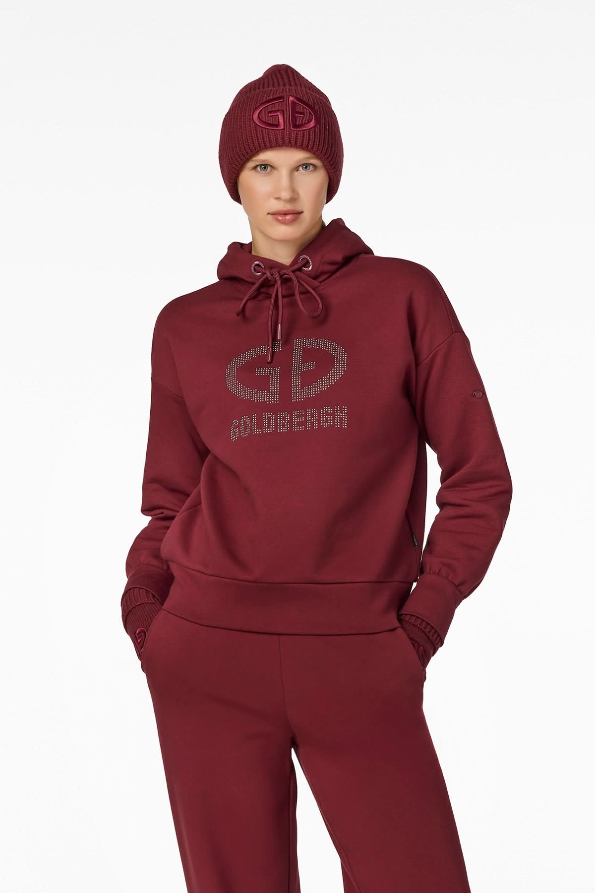 Burgundy women's hooded sweatshirt GIORGIA hooded sweater