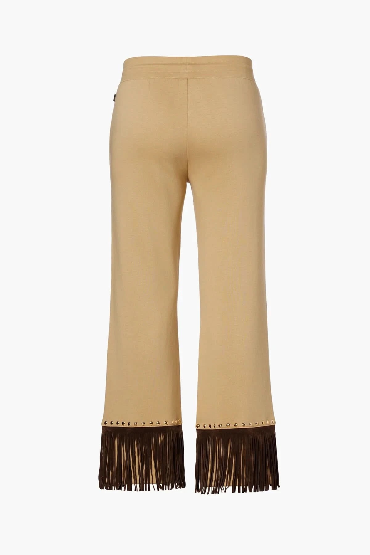 Beżowe spodnie z frędzlami REIGN wide leg track pant