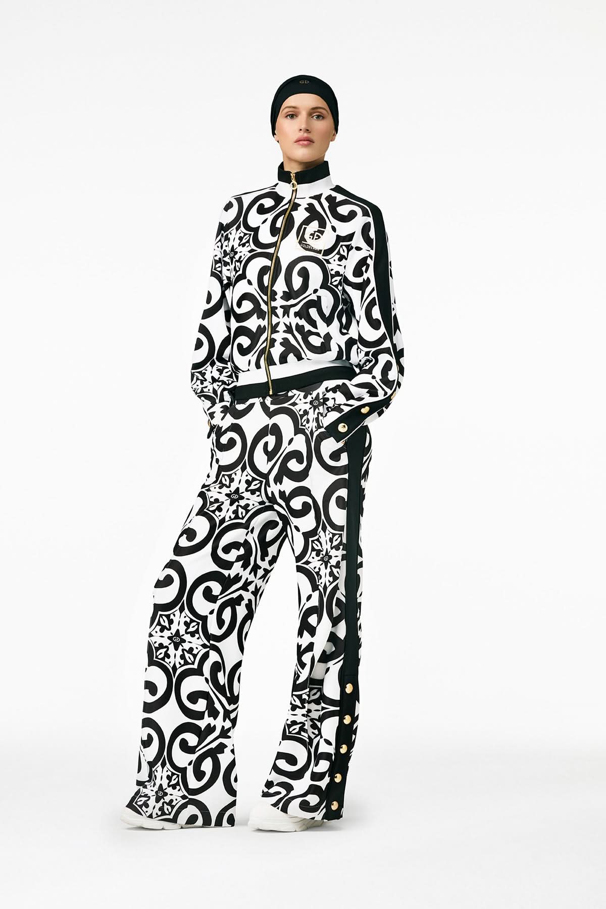 Czarno białe spodnie ALISIA track pants