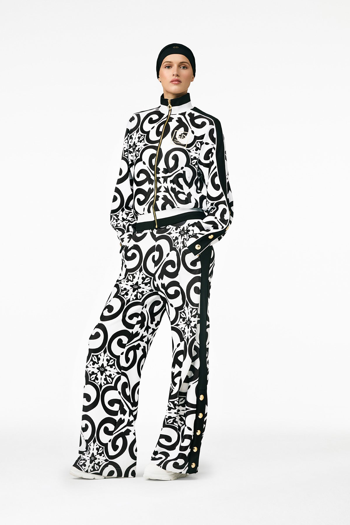 Czarno białe spodnie ALISIA track pants