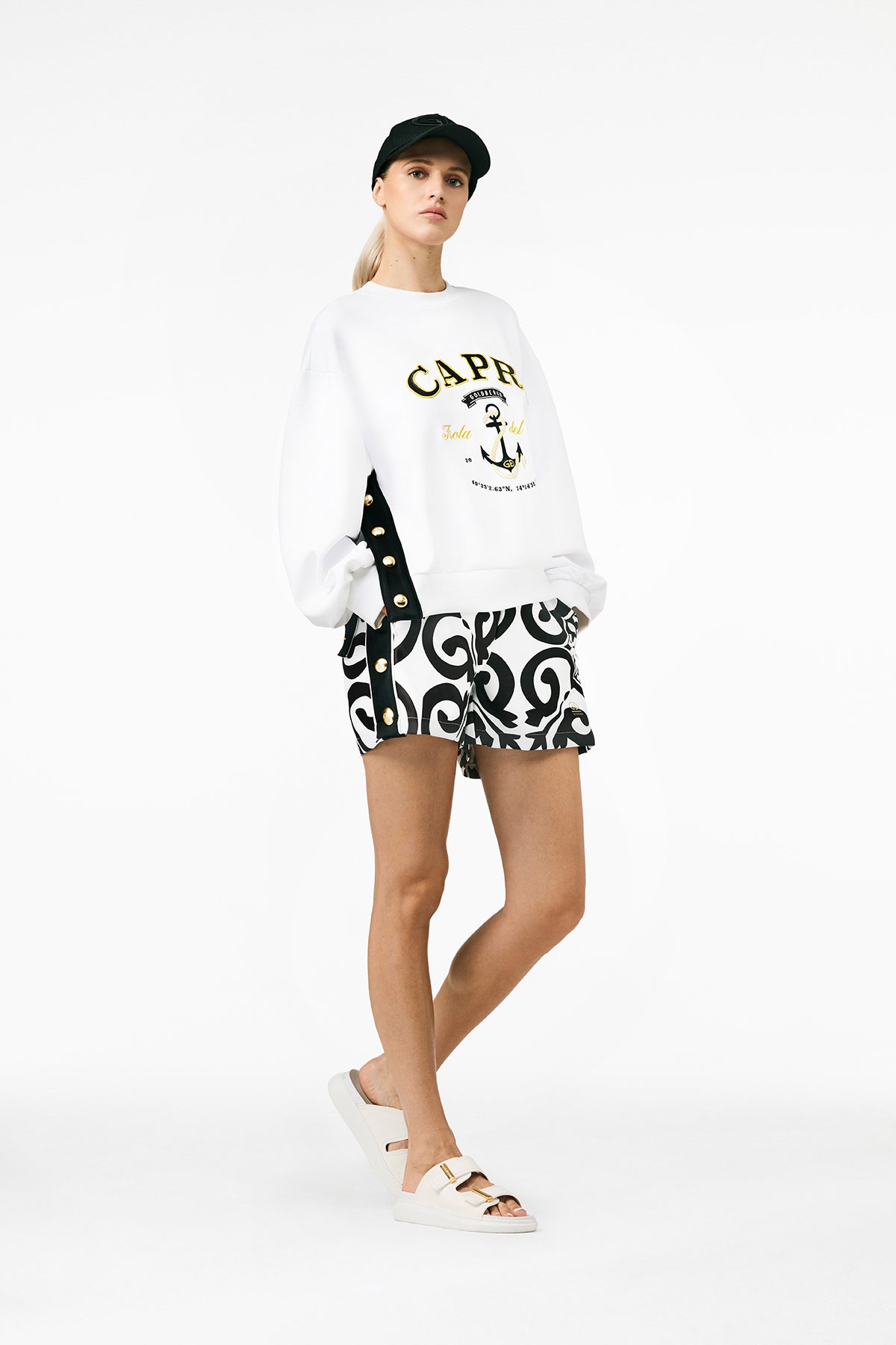 Black and white NOLA shorts